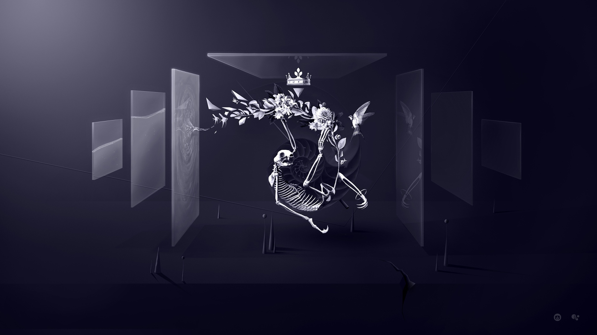 Скелет между стеклами