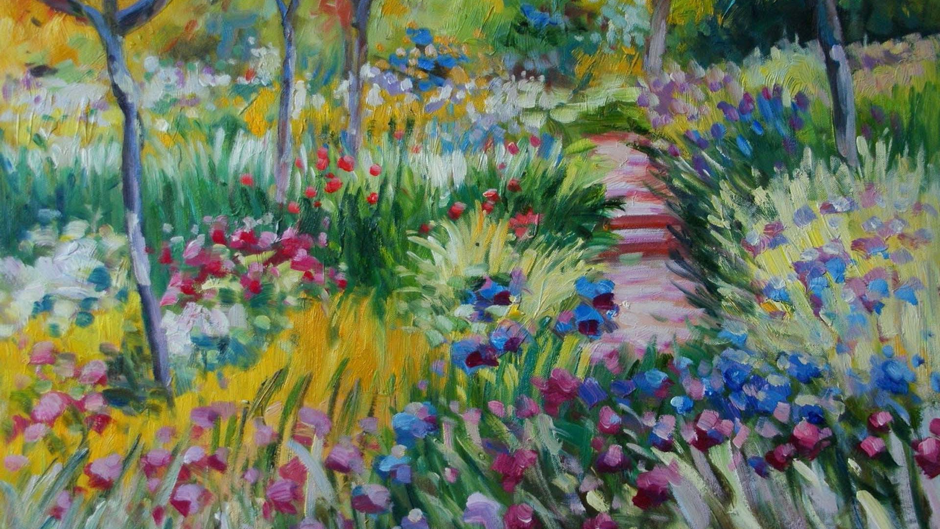 Картина Клода Моне - поле цветов