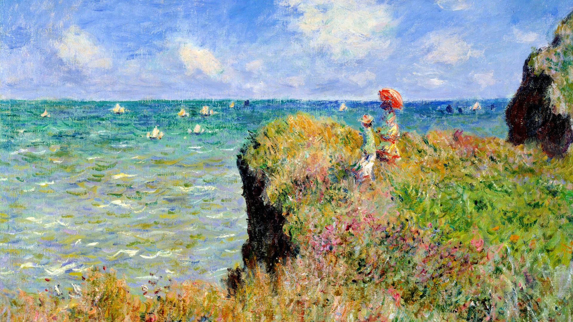 Картина Моне - вершине скалы