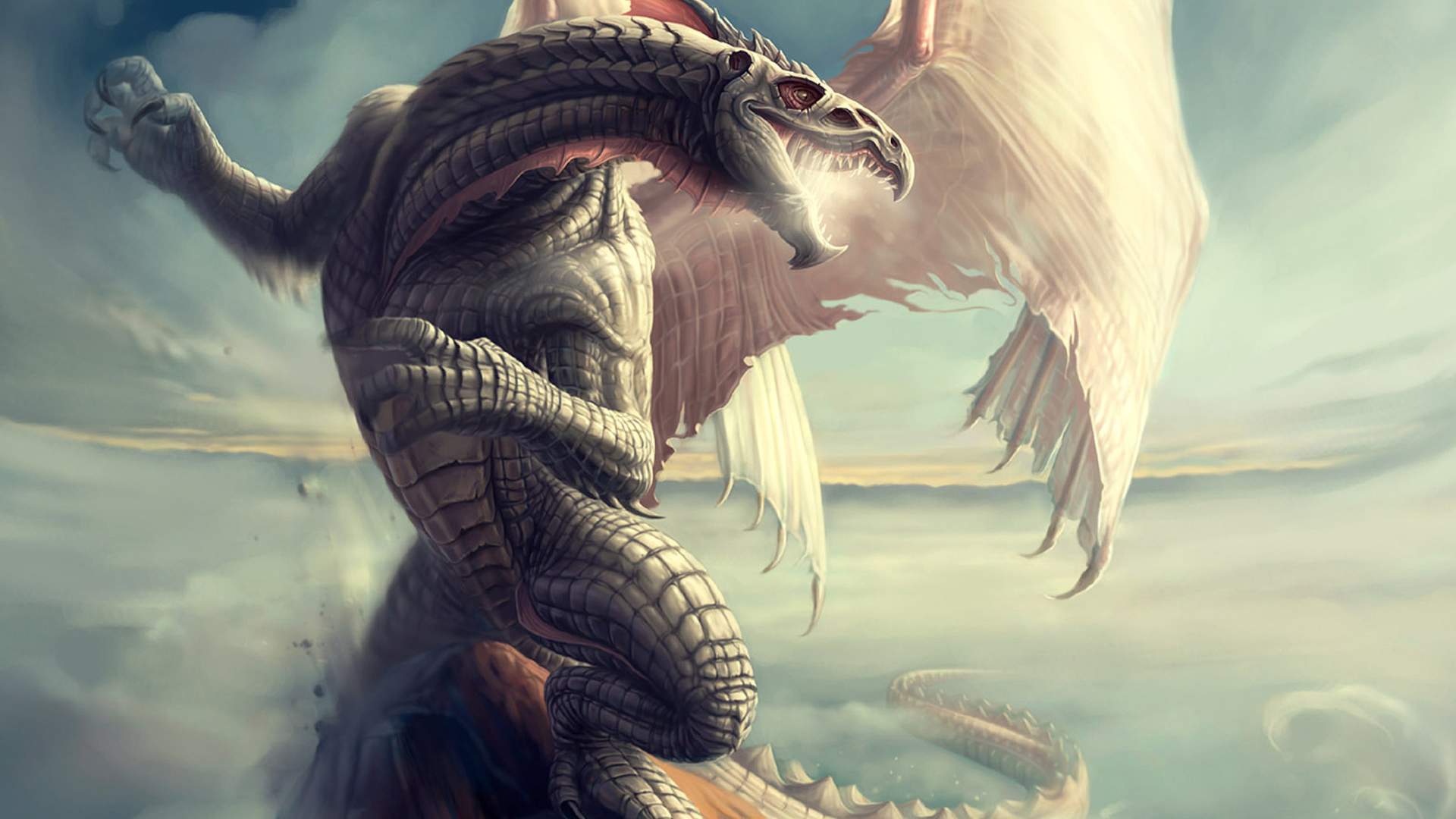 Дракон с белыми крыльями