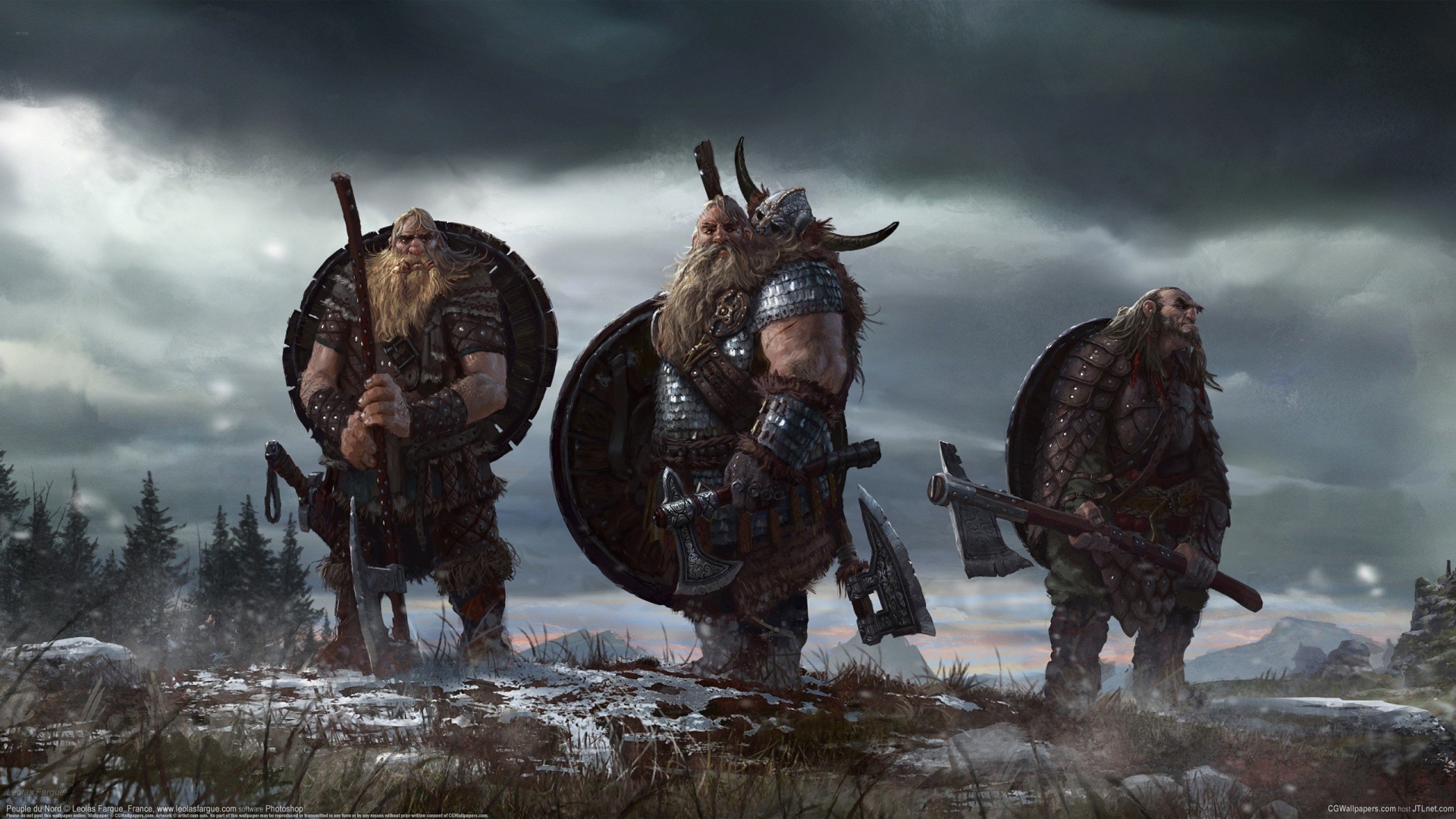 Тройка воинов викингов