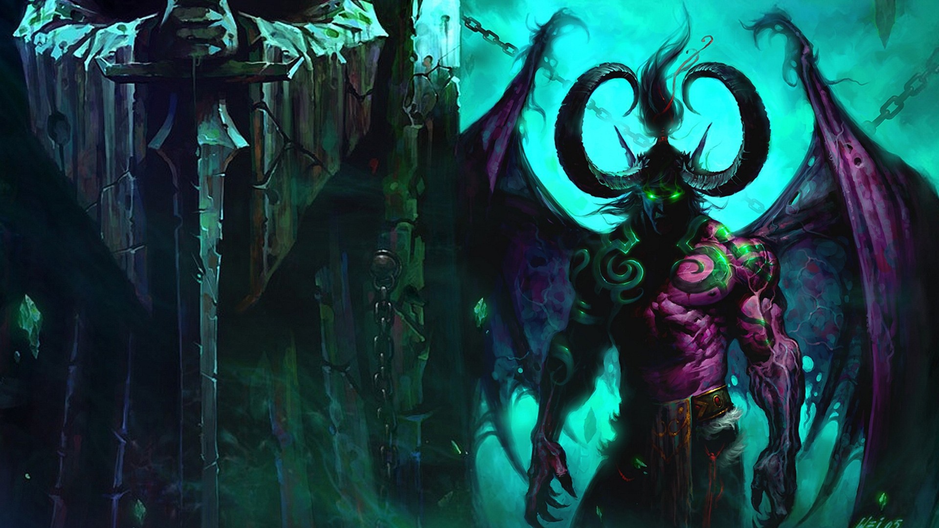 Чудовище с рогами и крыльями