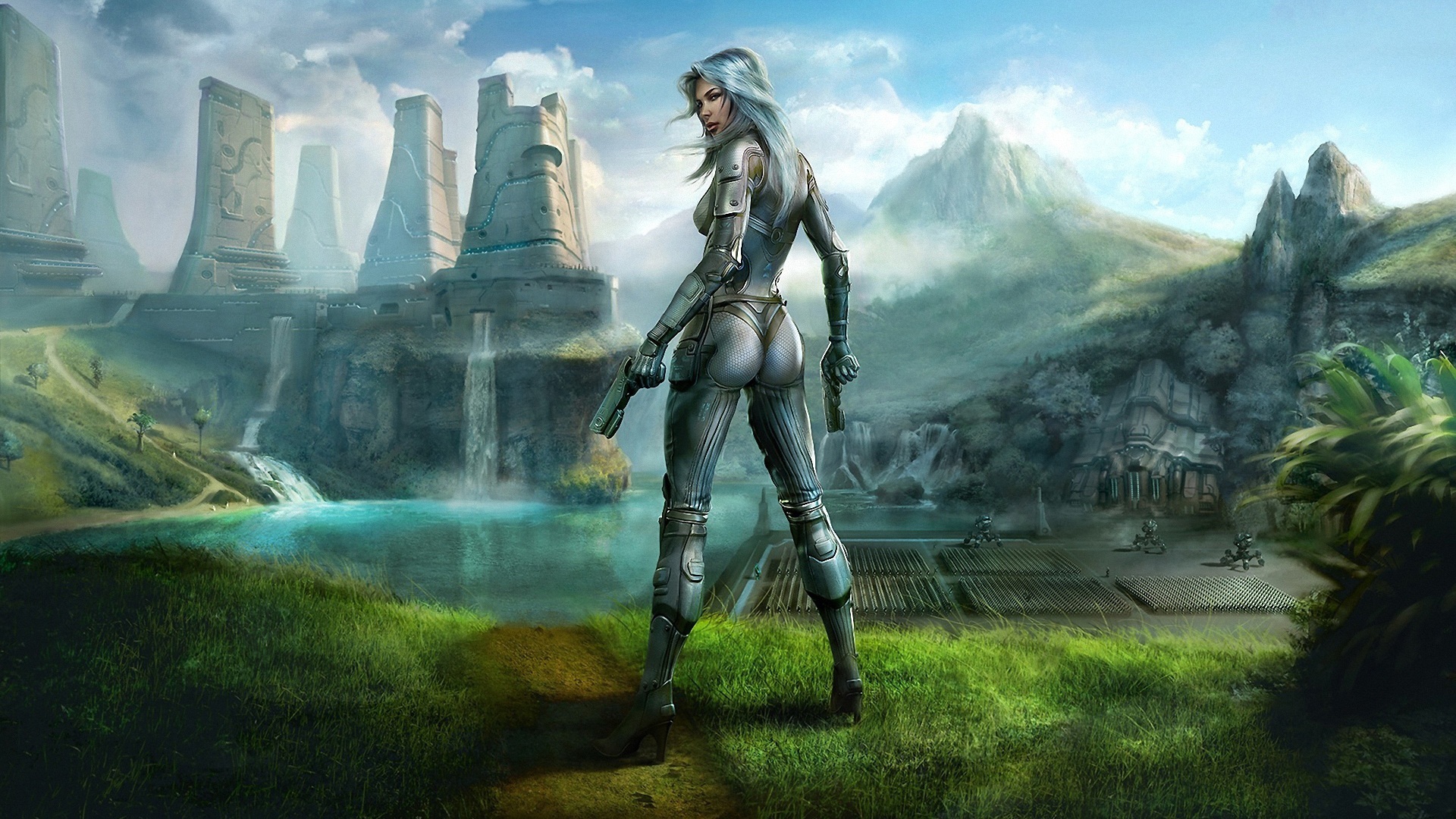 Восход Земли CG девушка