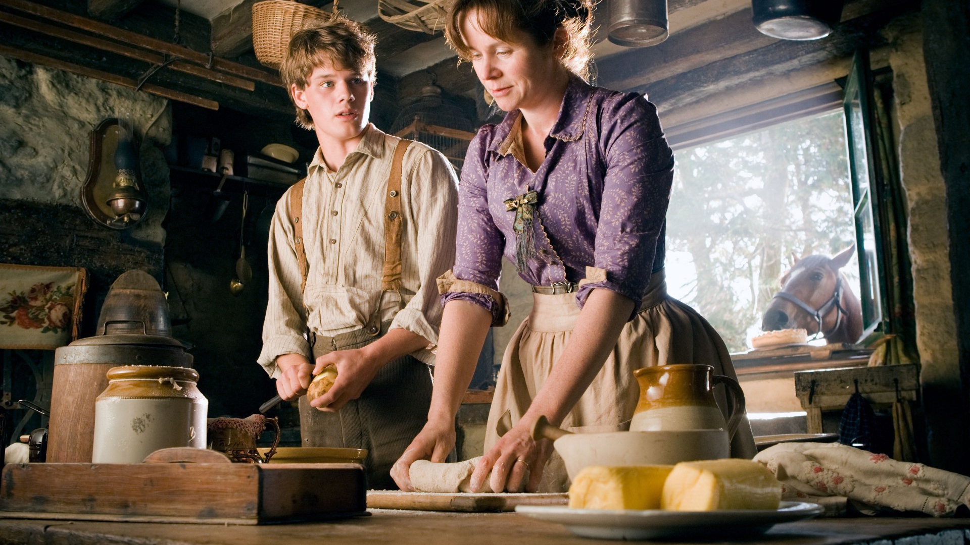 Кадр с лошадью в окне