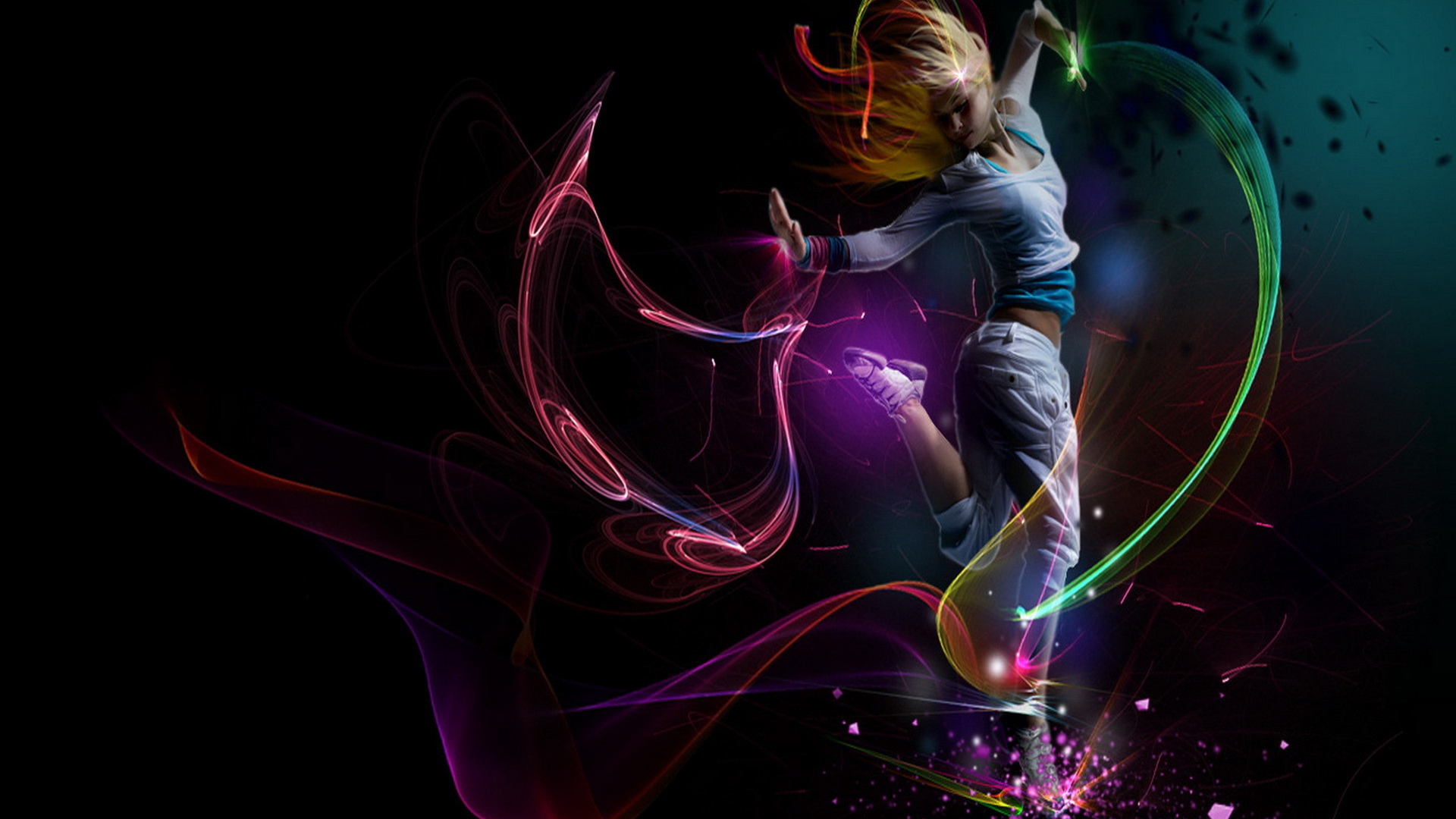 Танец среди линий света