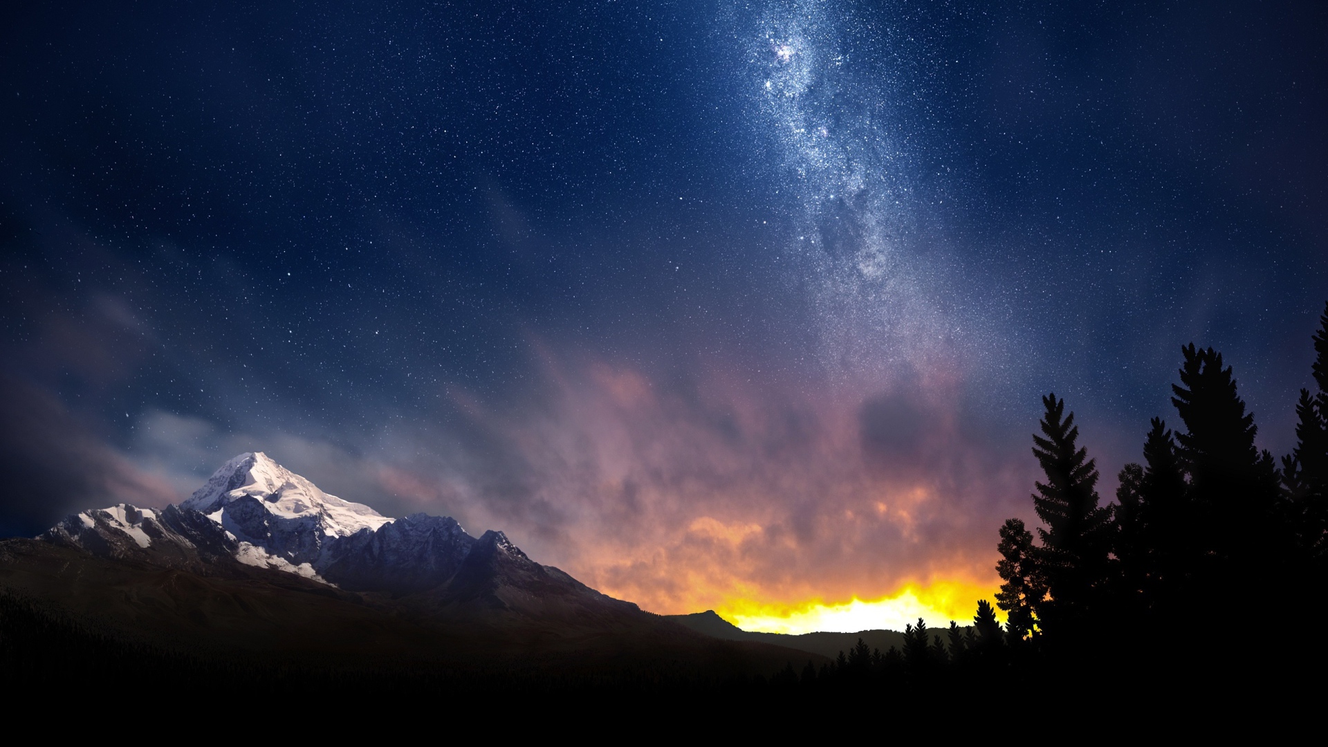 Ночное небо в Швейцарии