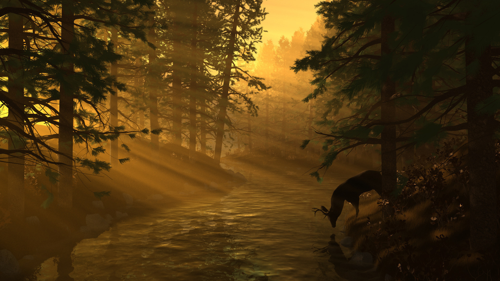 Олень в лучах солнца