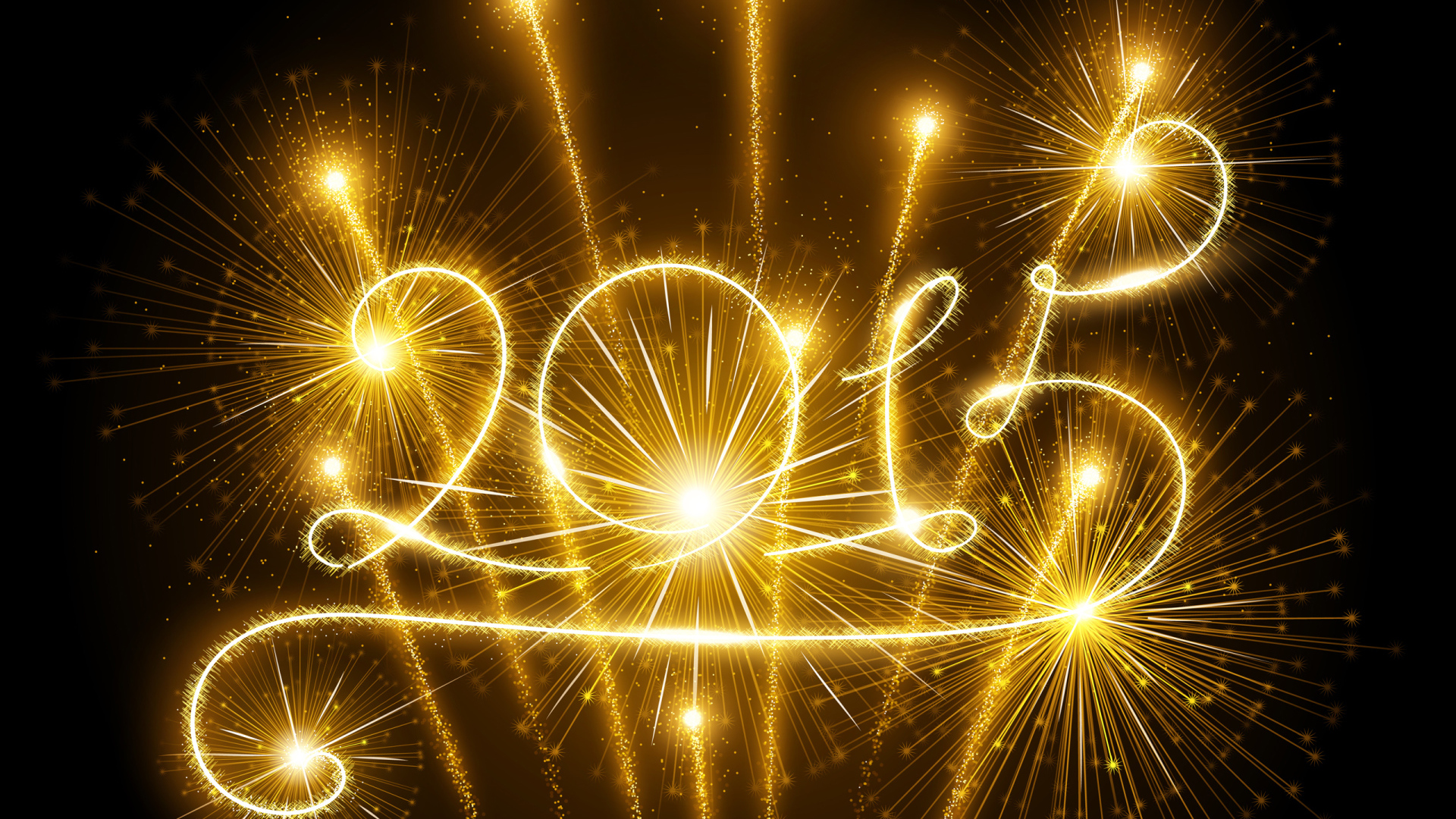 Яркий фейерверк на Новый Год 2015