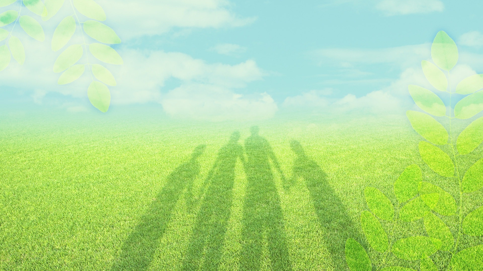 Тень семьи на траве