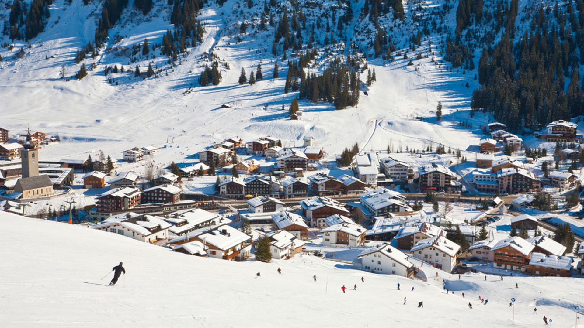 Лыжная трасса на горнолыжном курорте Лех, Австрия