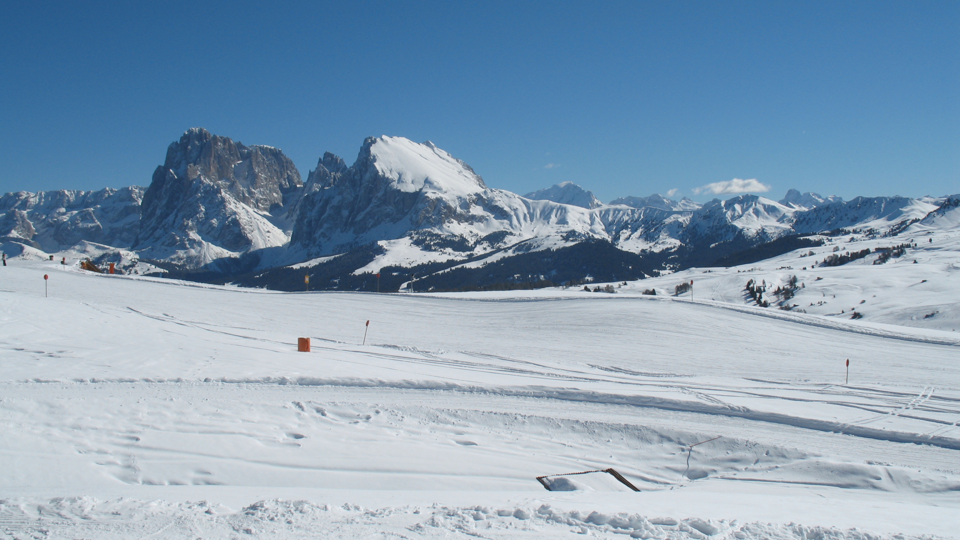 Лыжная трасса на курорте Ортизей, Италия