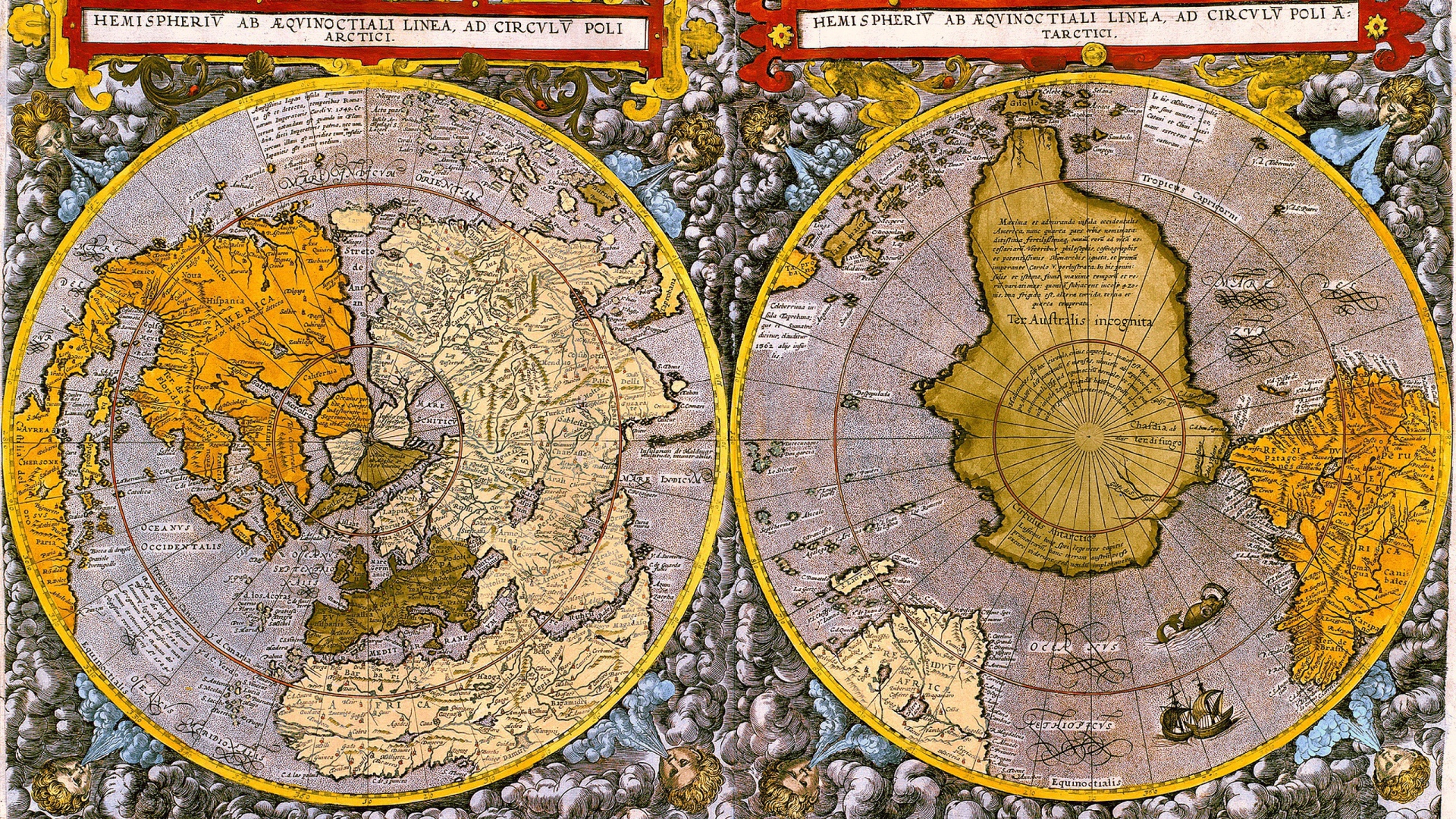 Большая подробная карта полюсов Земли