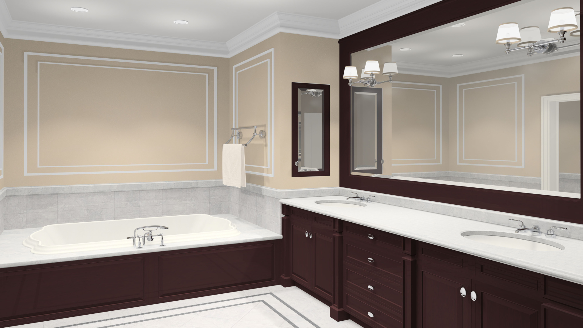 Большое зеркало в ванной