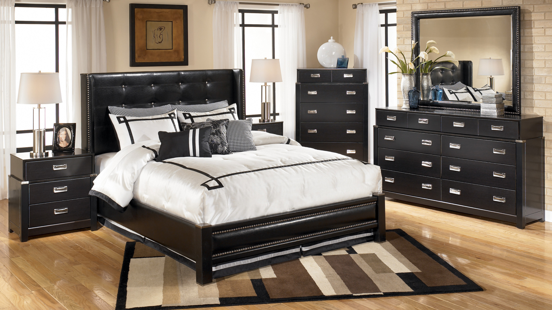 Черная мебель в спальне