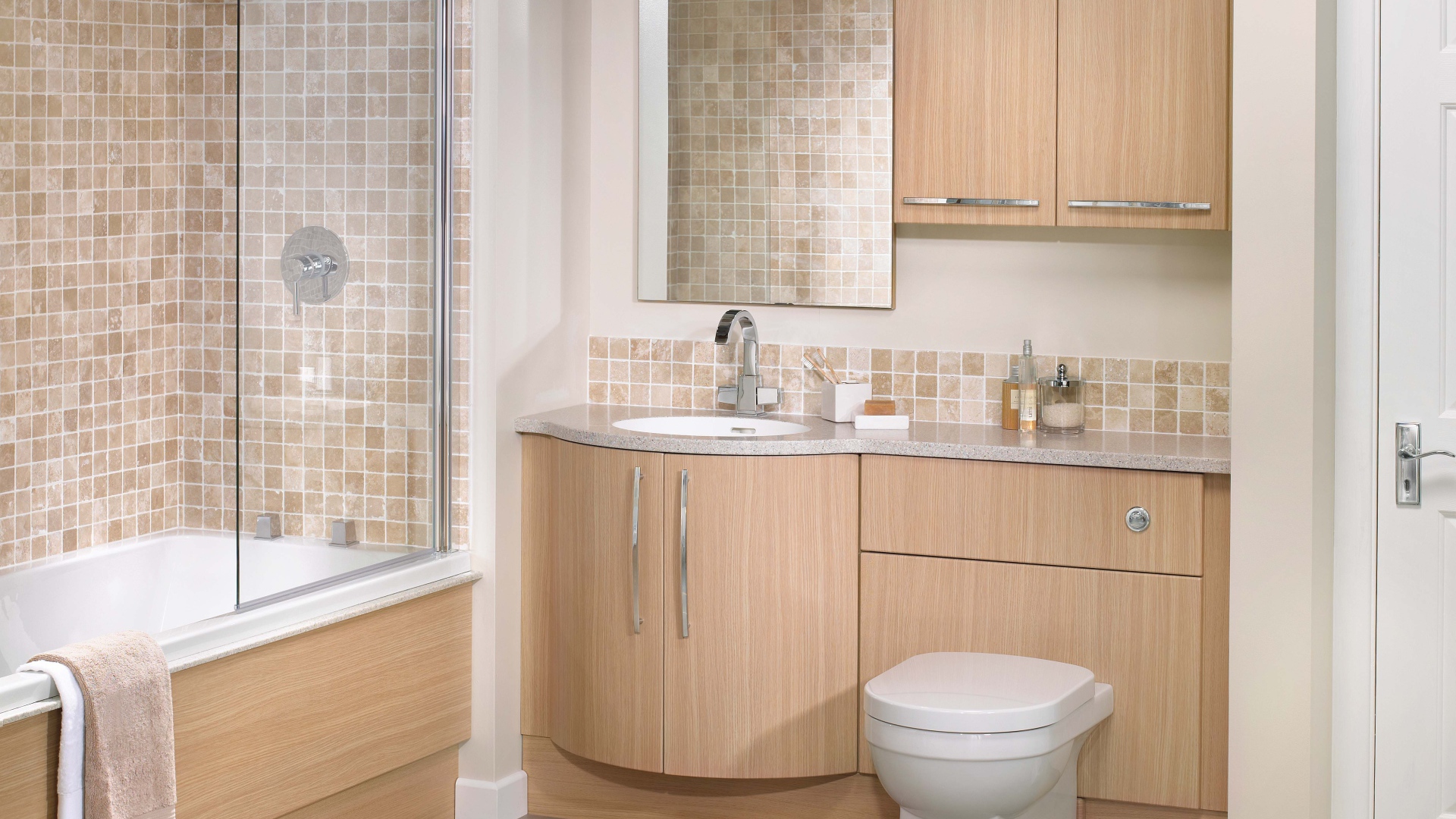 Коричневый декор ванной