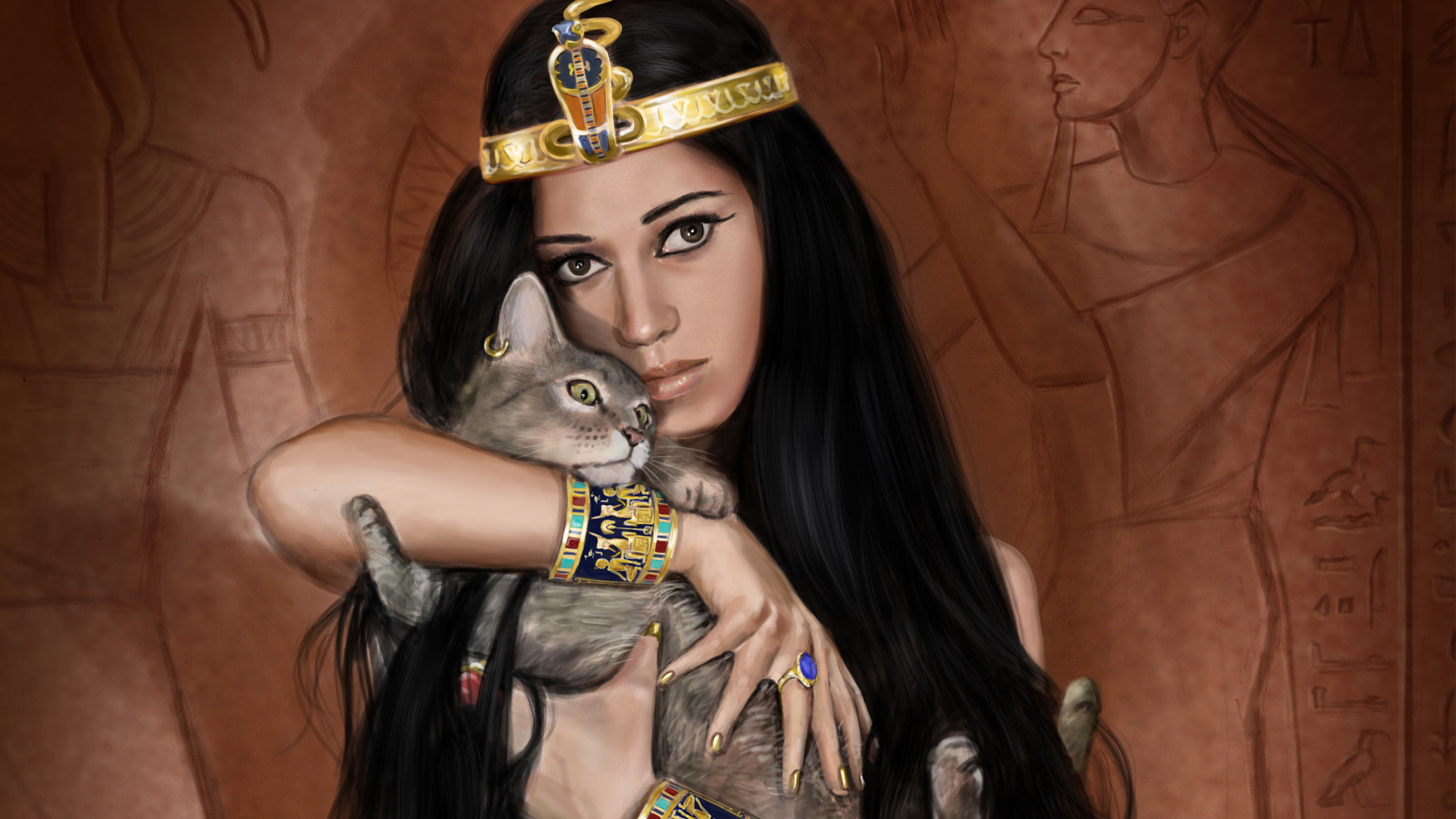 Египетская царица с кошкой