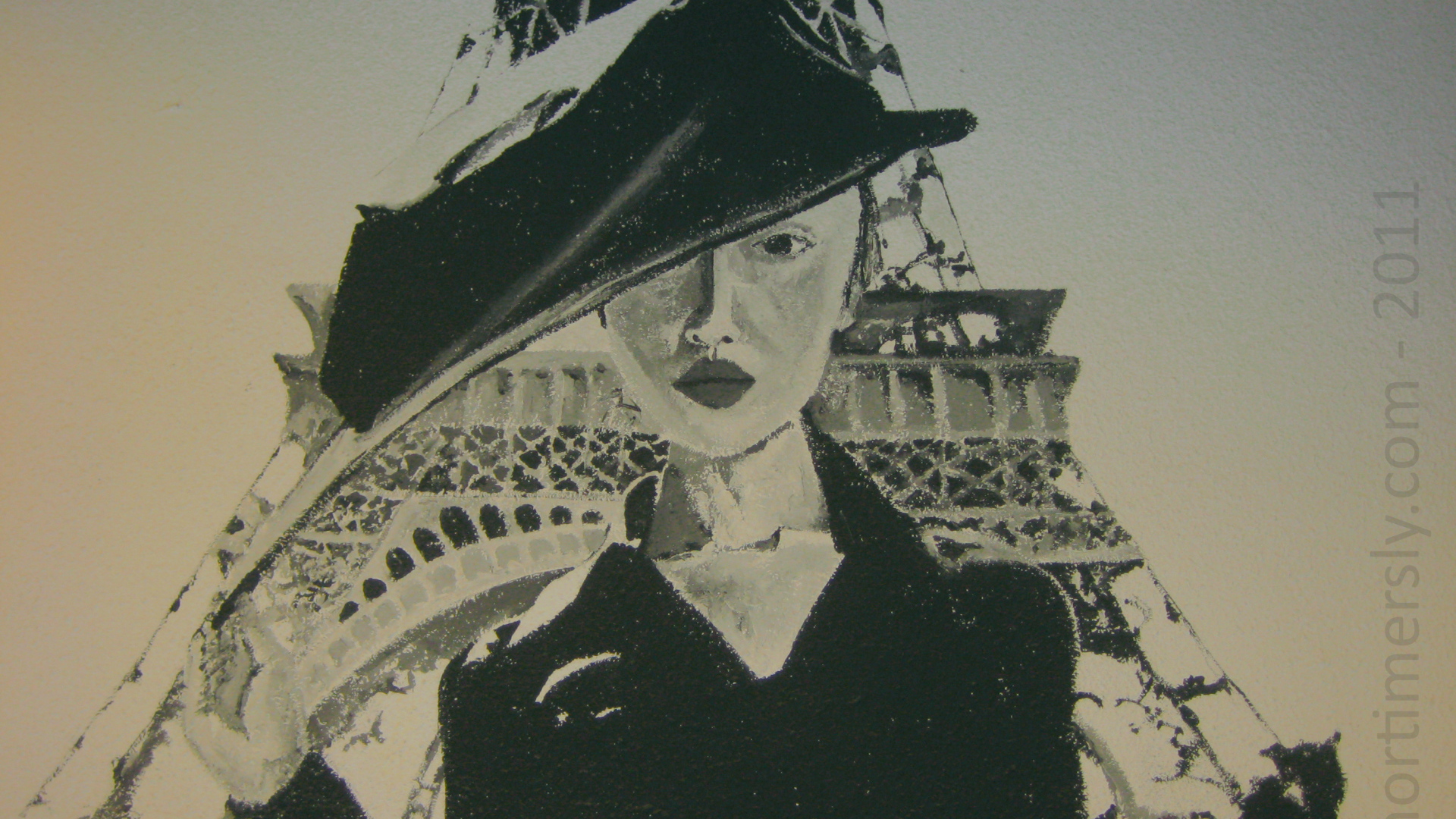 Граффити, девушка в Париже