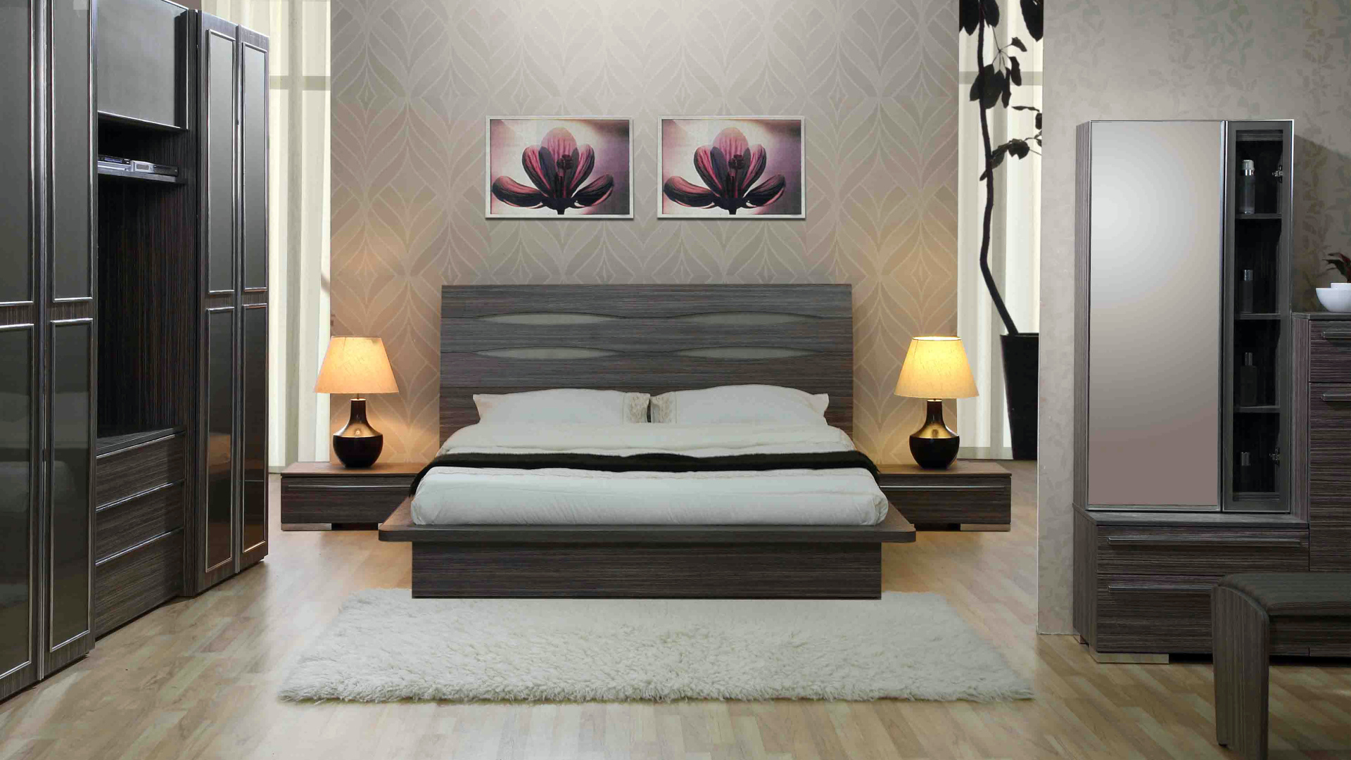 Серый цвет в оформлении спальни