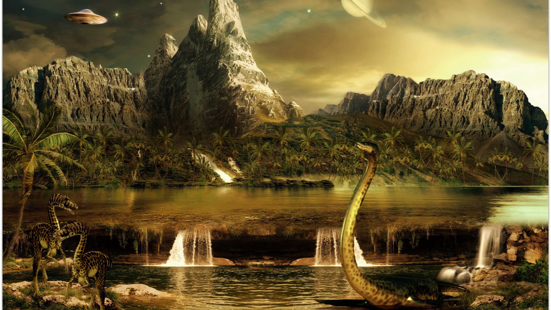 Пейзаж с динозаврами