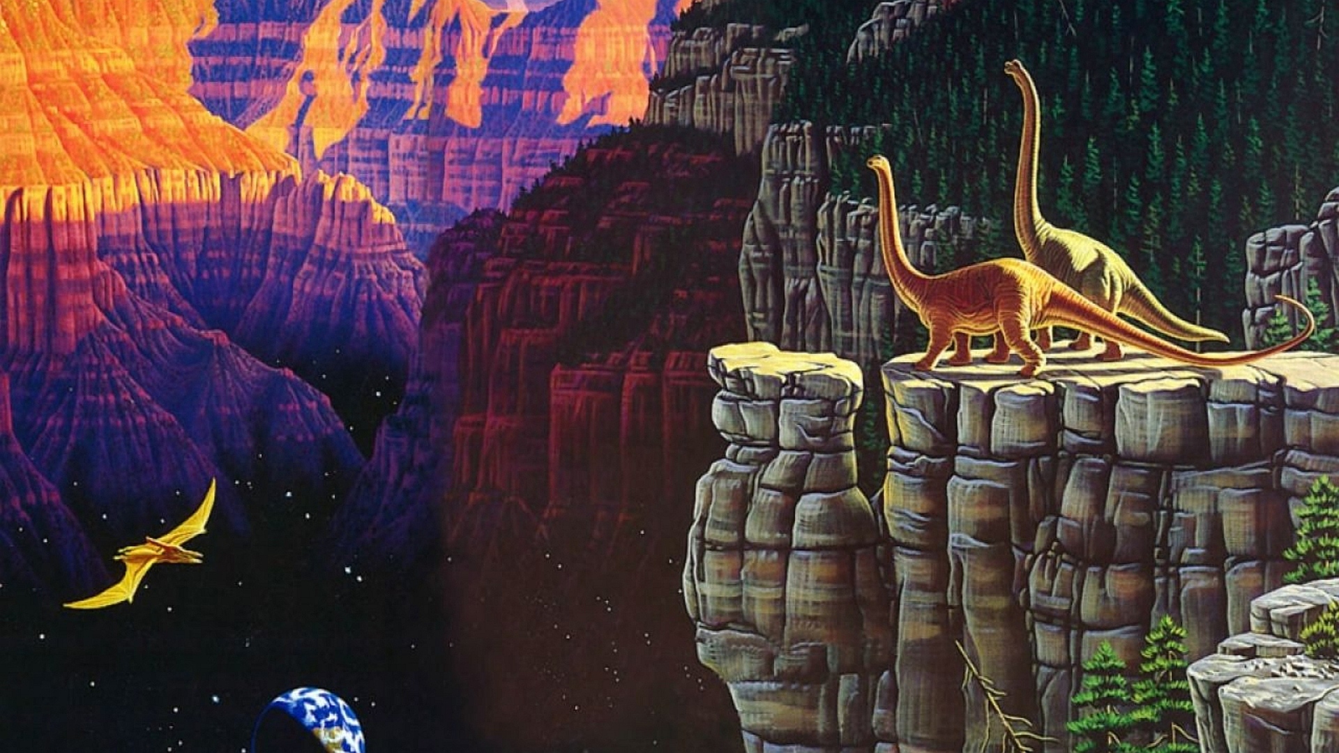 Пейзаж с динозаврами