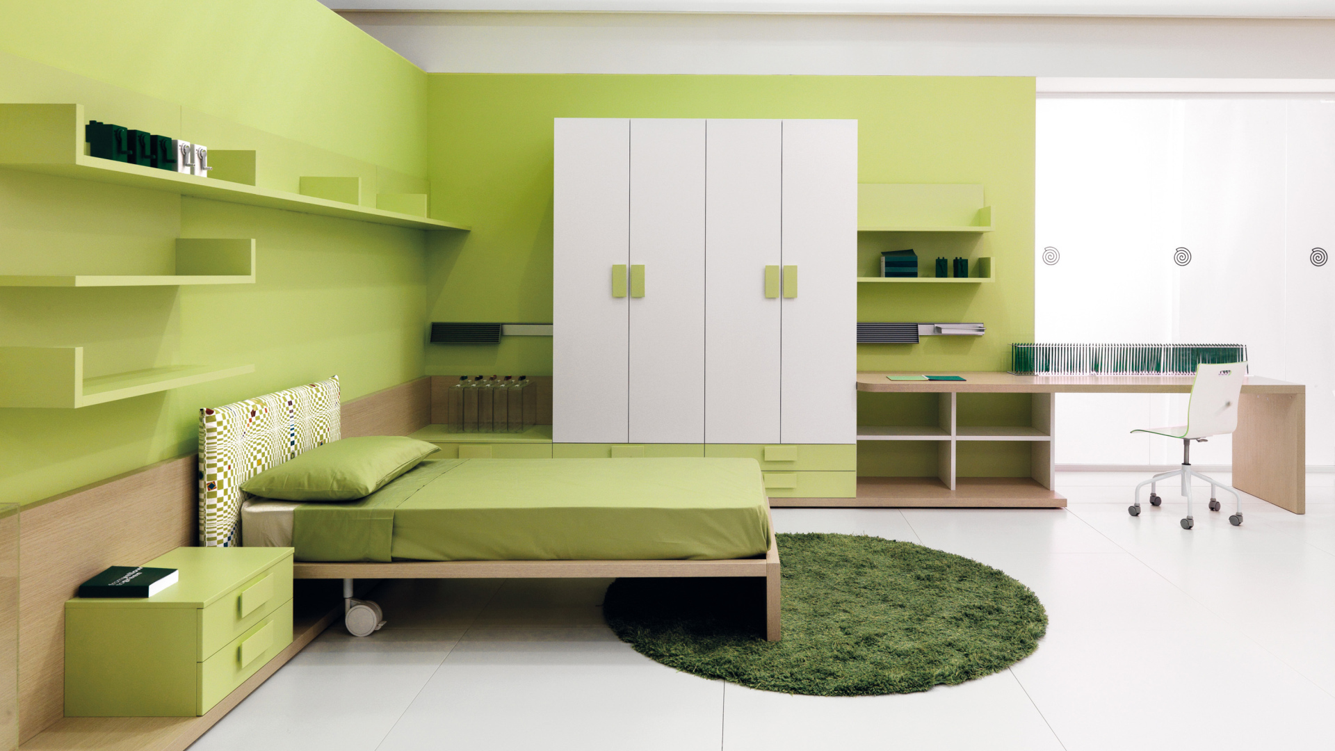 Светло зеленый цвет в спальне