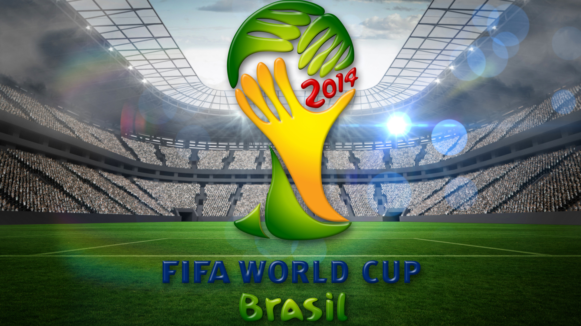 Логотип на фоне стадиона на Чемпионате мира по футболу в Бразилии 2014
