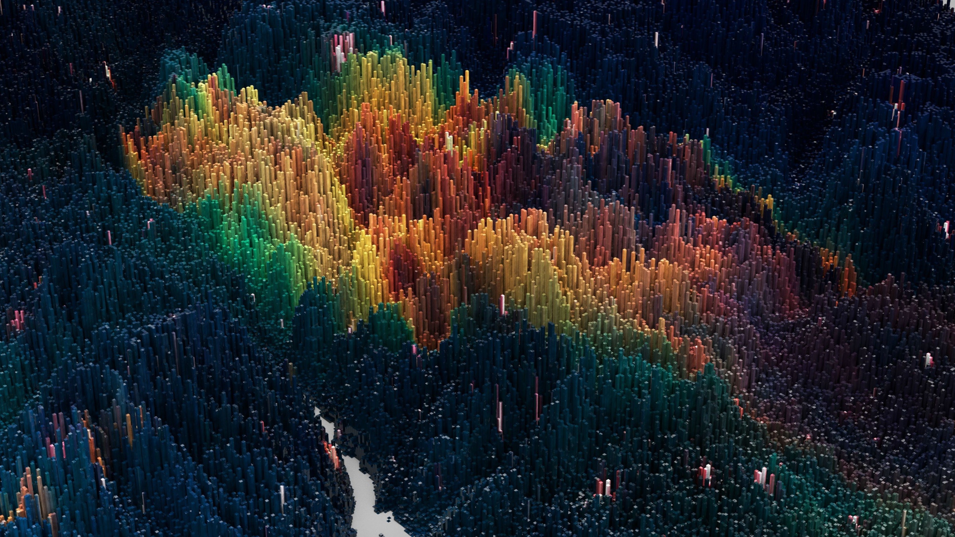 Пейзаж из абстрактных столбов