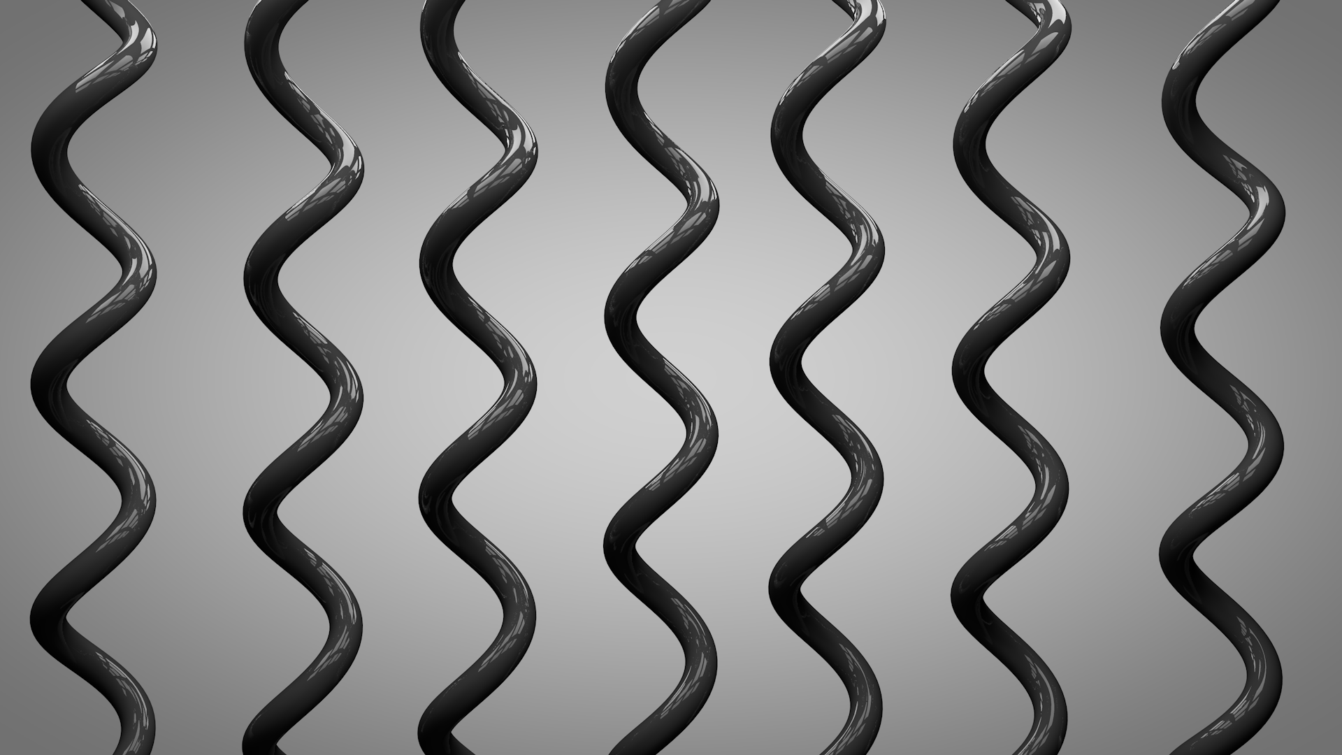 Черные спирали на сером фоне, 3-Д графика