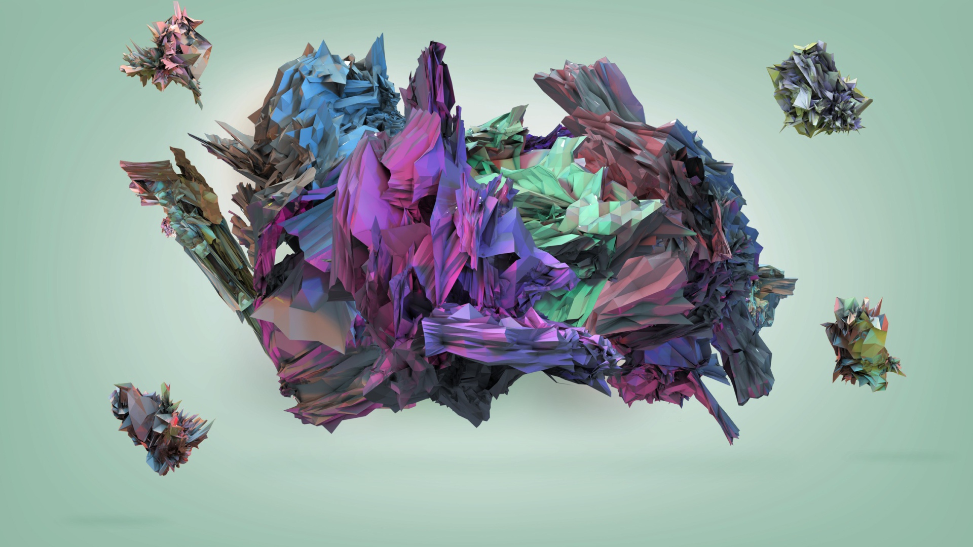 Кристаллы на голубом фоне