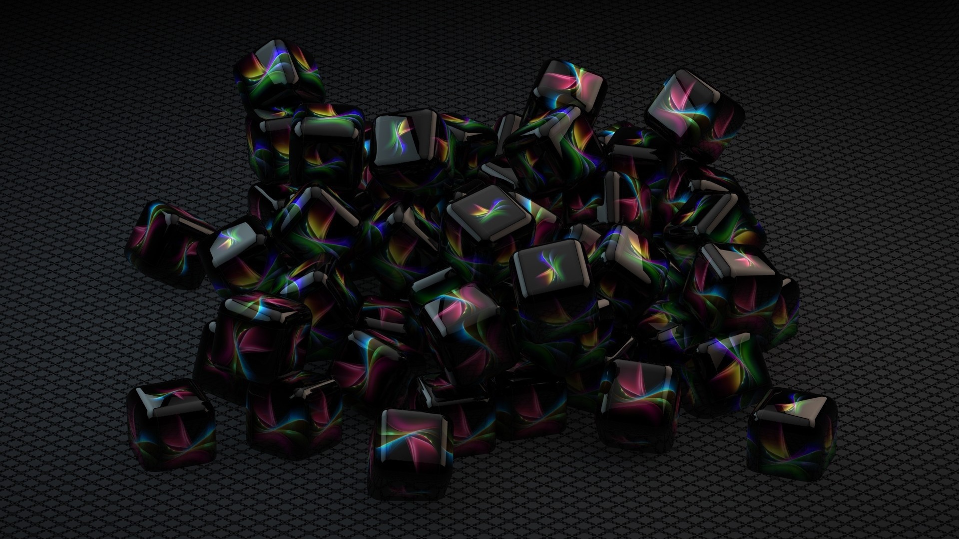 Горка черных кубов с  орнаментами