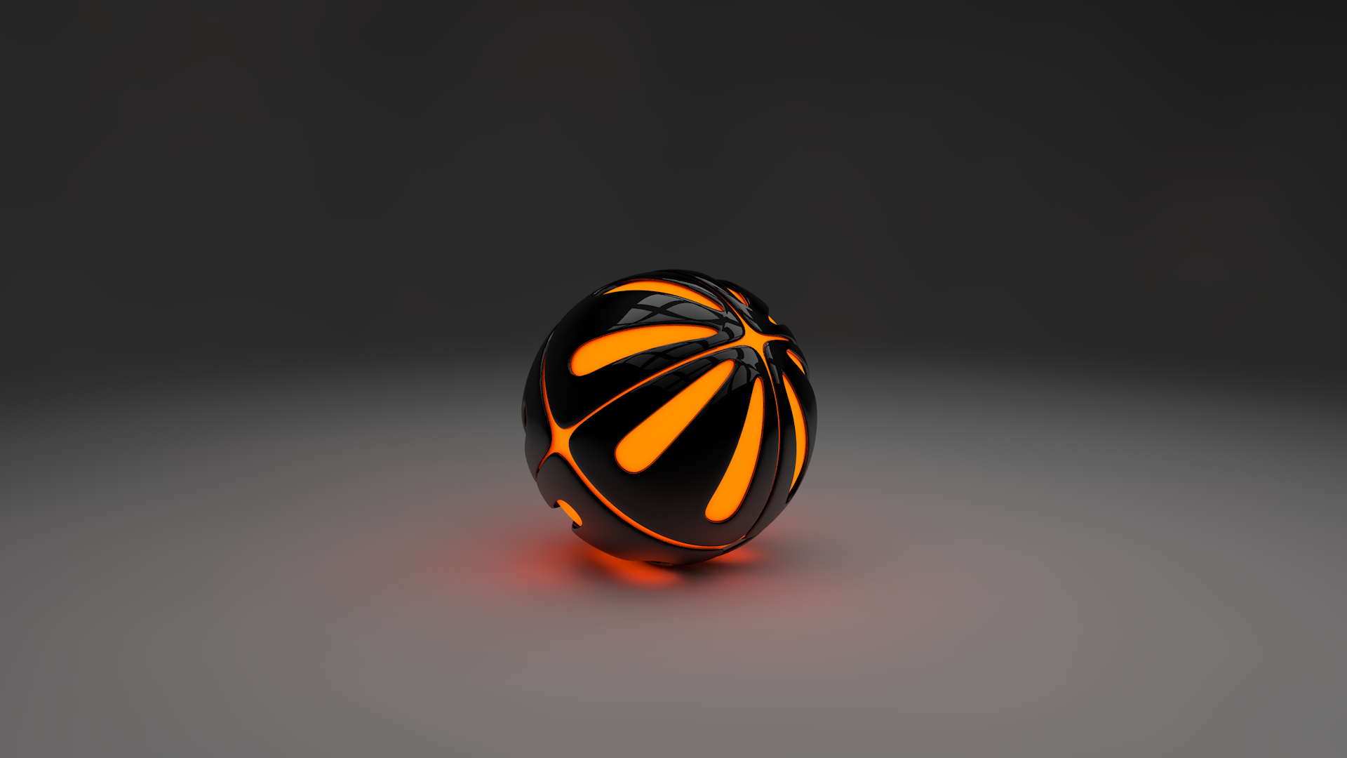 Оранжевый шар на сером фоне, 3-Д графика