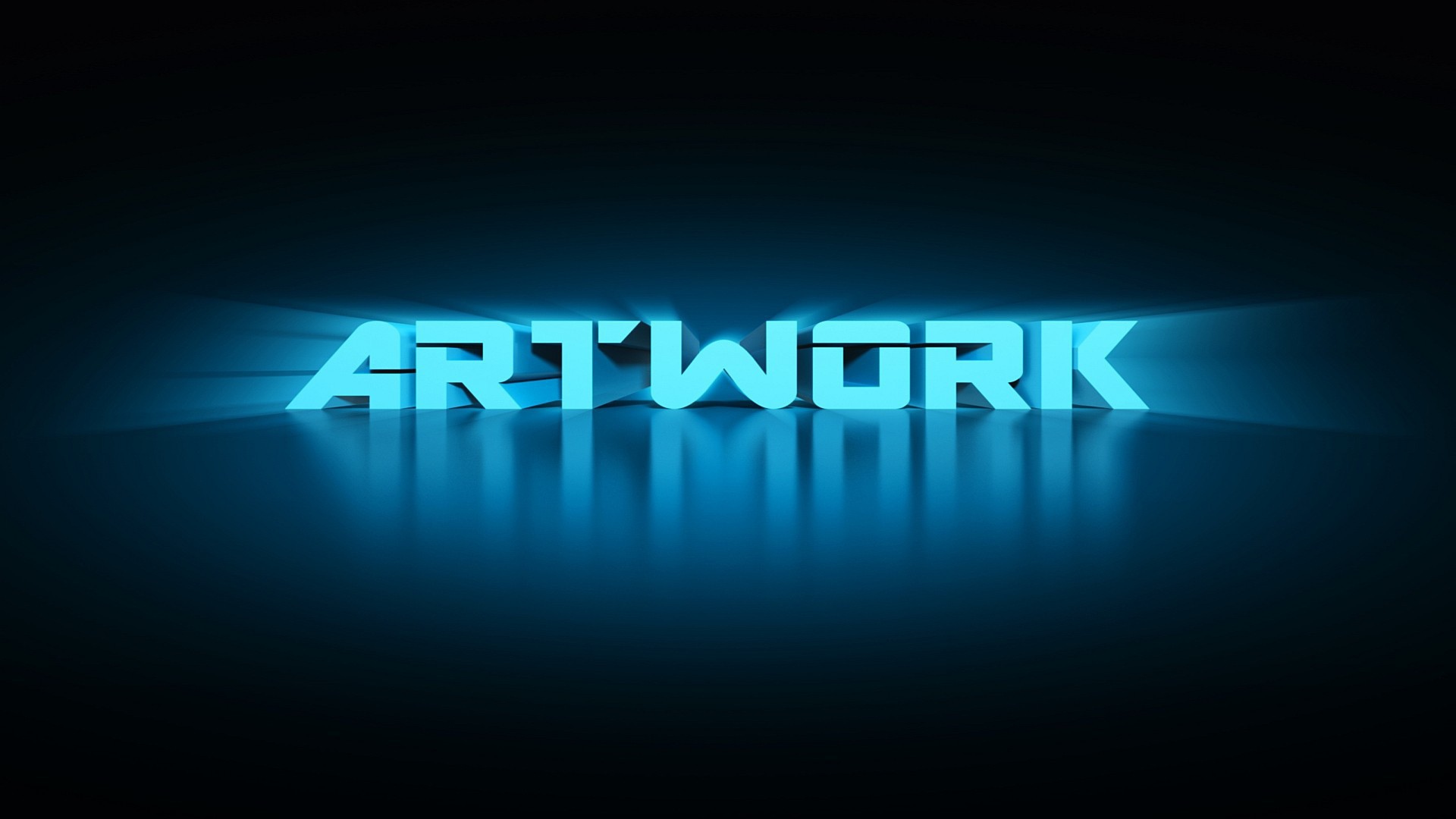 Голубые буквы на темном фоне, 3Д графика