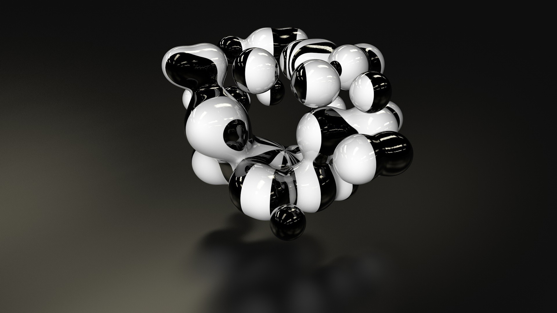 Конструкция из черно-белых шаров, 3Д модель