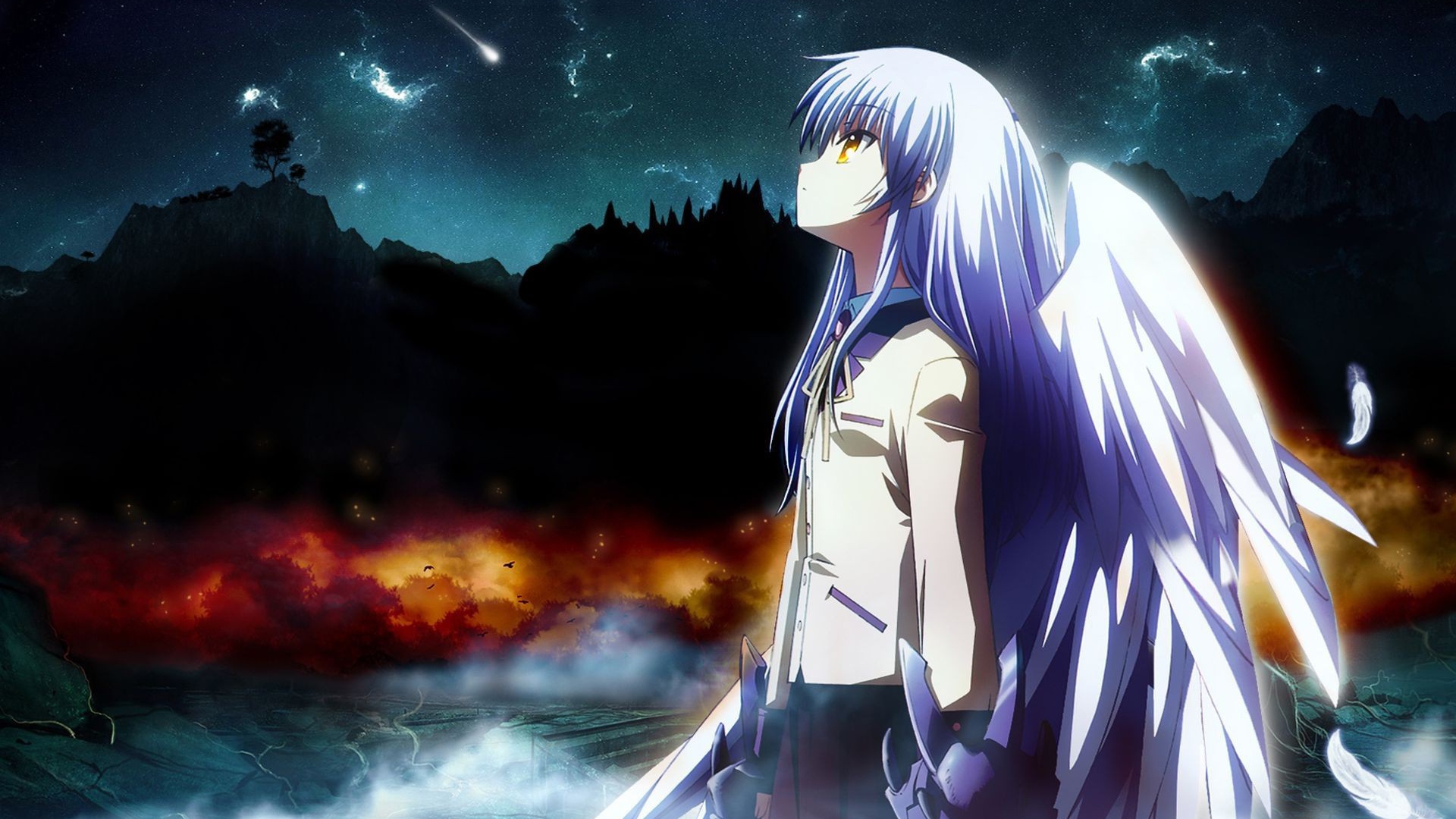 Ангел на фоне ночного неба, аниме Ангельские ритмы