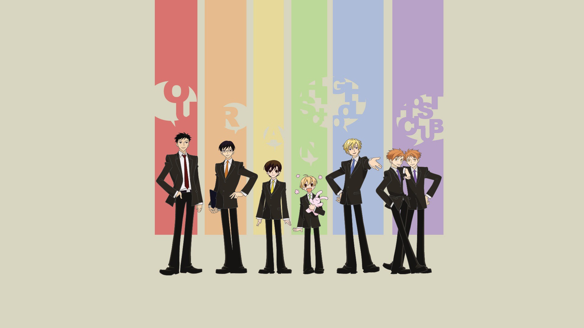 Парни аниме на фоне радуги