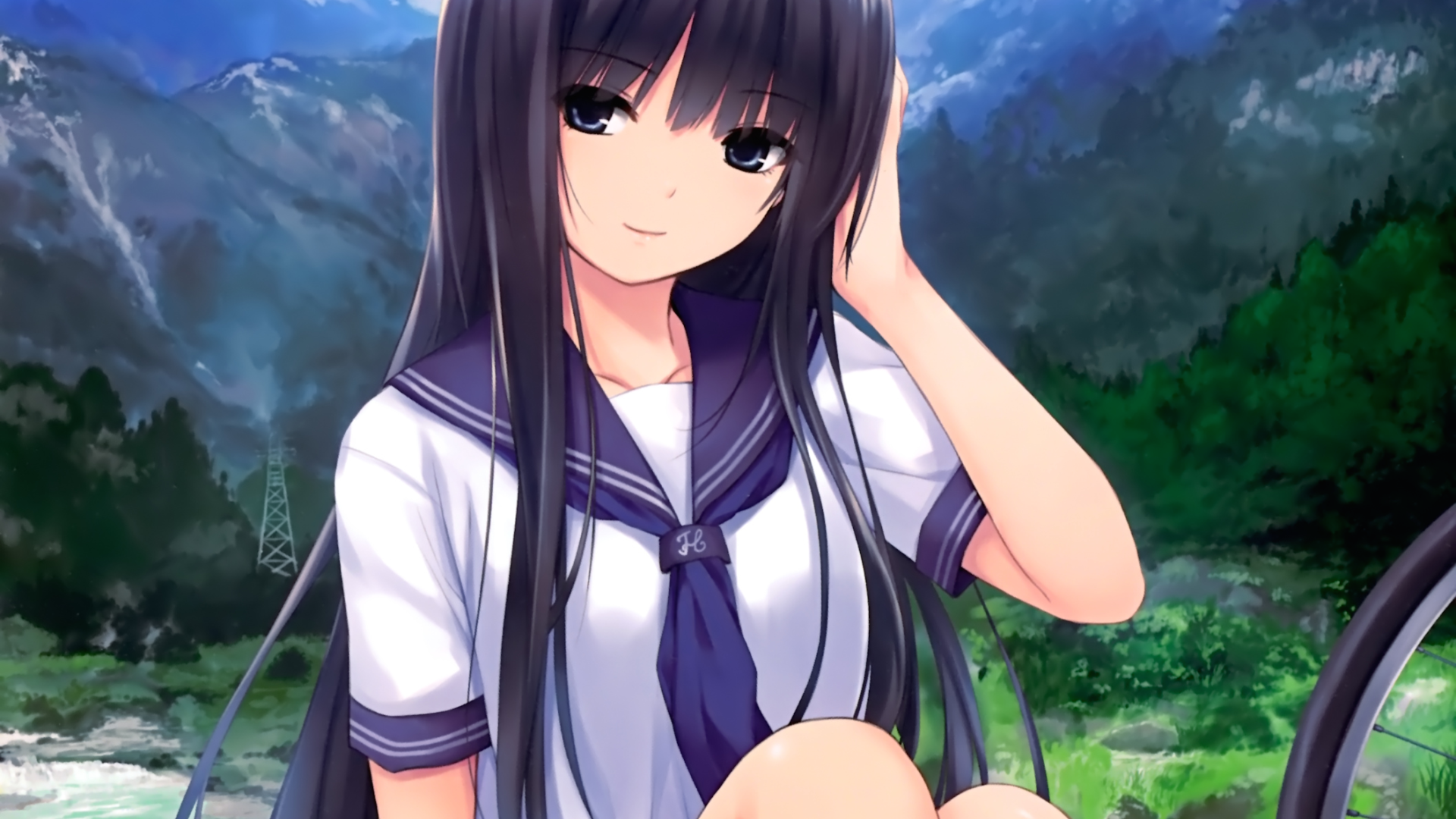 Девушка аниме на фоне гор, Coffee-Kizoku