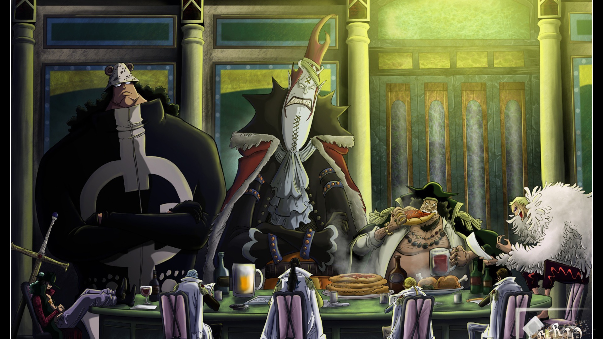 Великаны за столом в аниме Большой куш