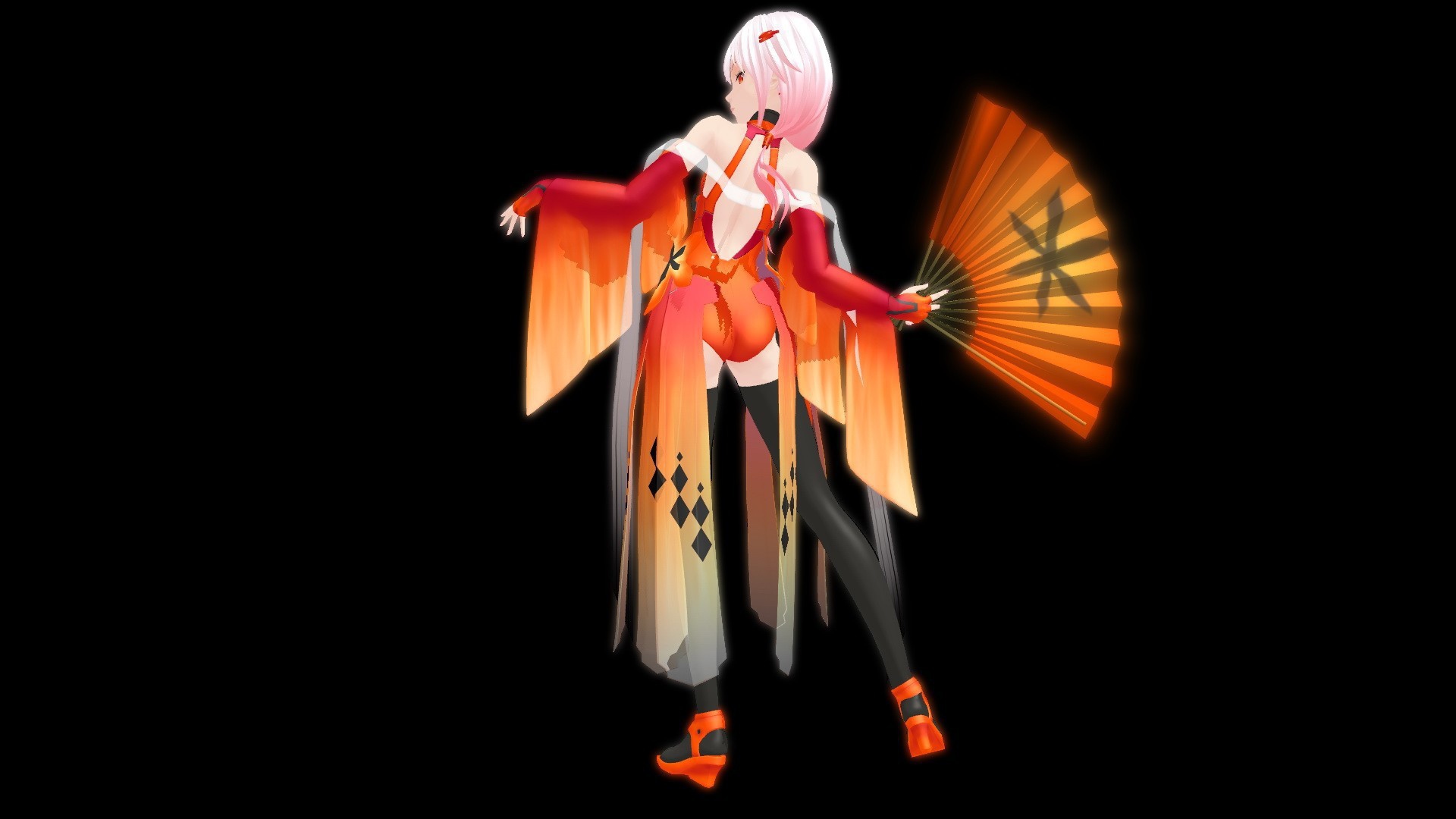 Девушка с веером в аниме Guilty Crown