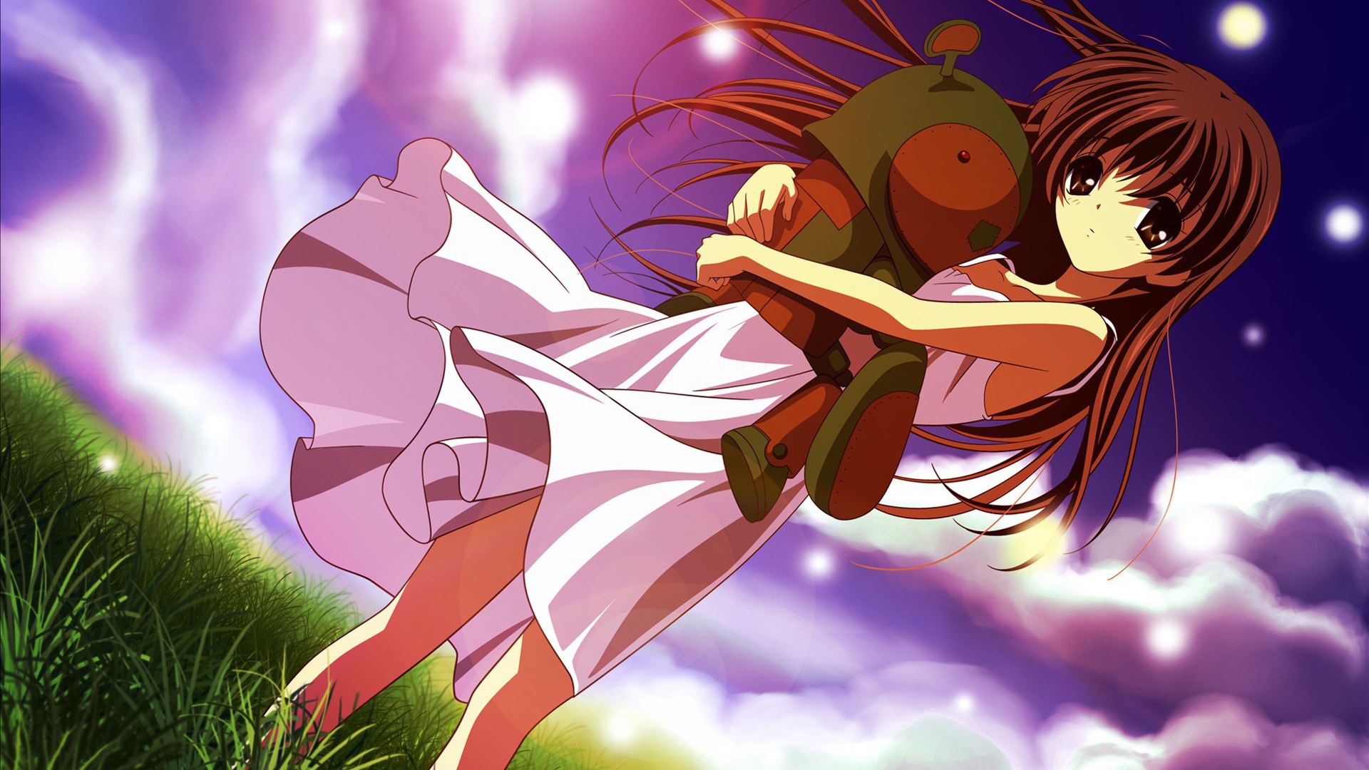 Девочка с игрушкой в аниме Кланнад