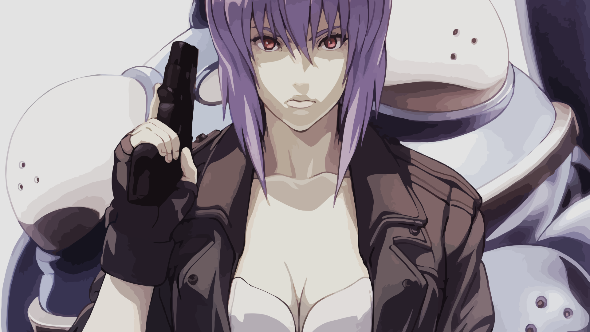 Девушка с пистолетом, аниме Призрак в доспехах