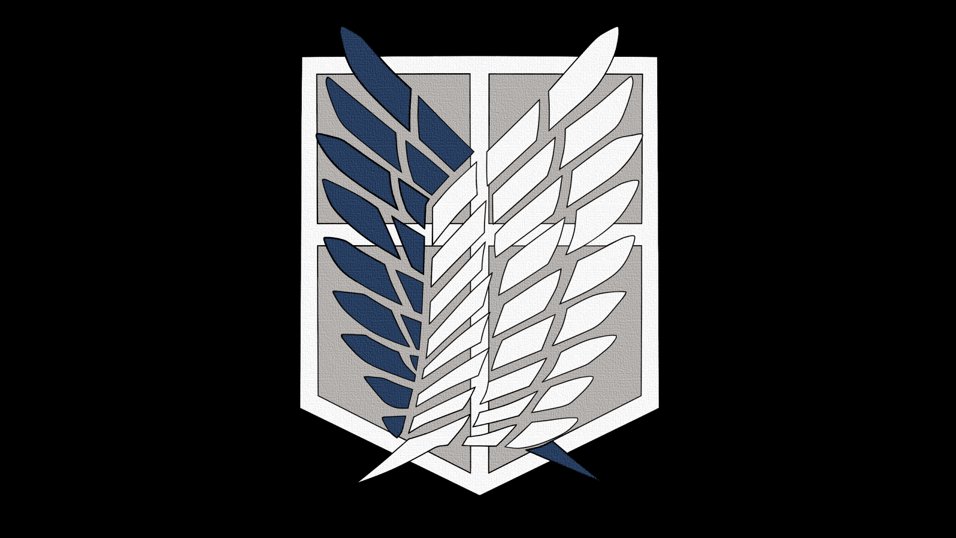 Логотип из аниме Атака Титанов на черном фоне