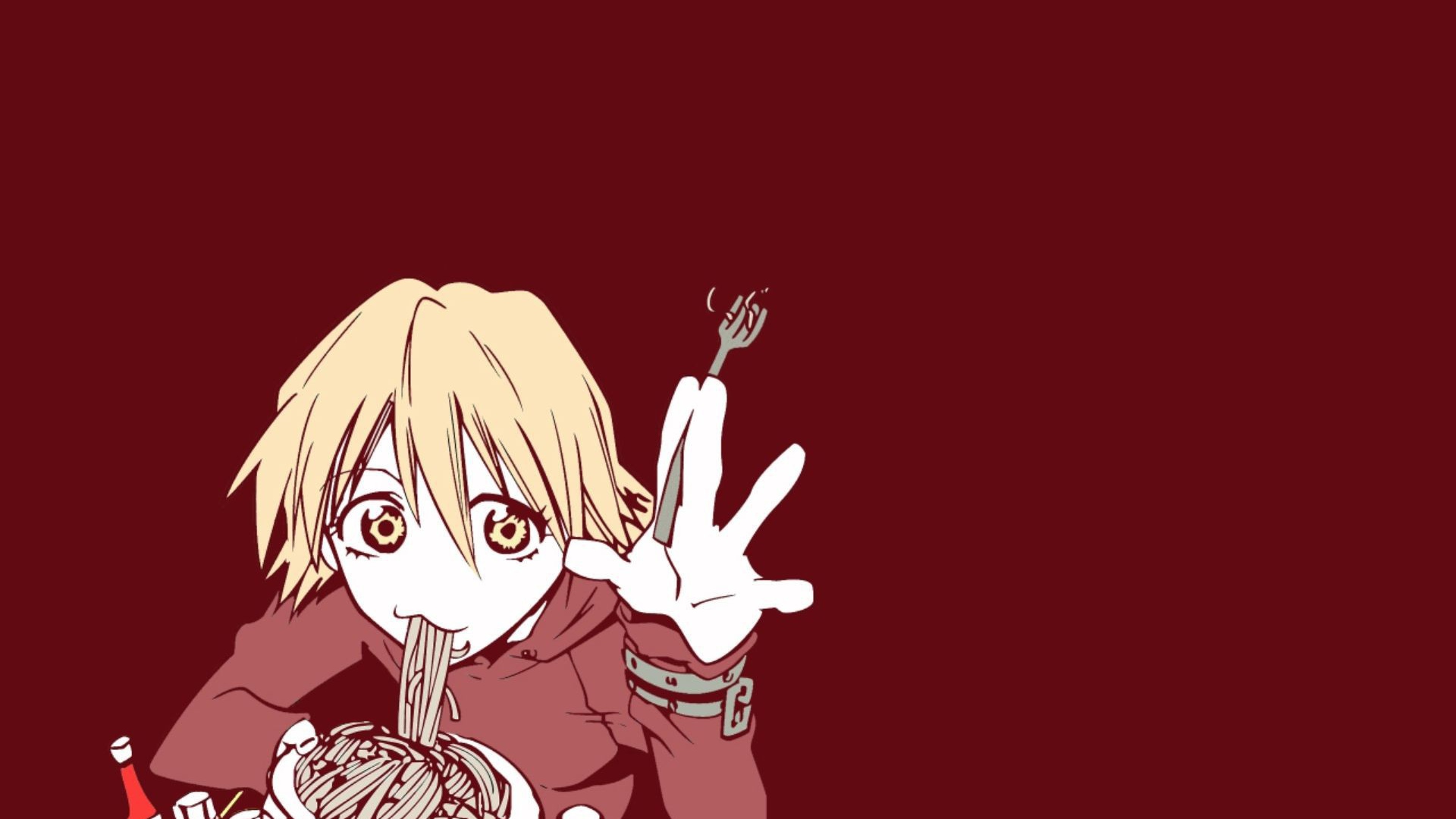 Парень ест макароны в аниме 49 дней