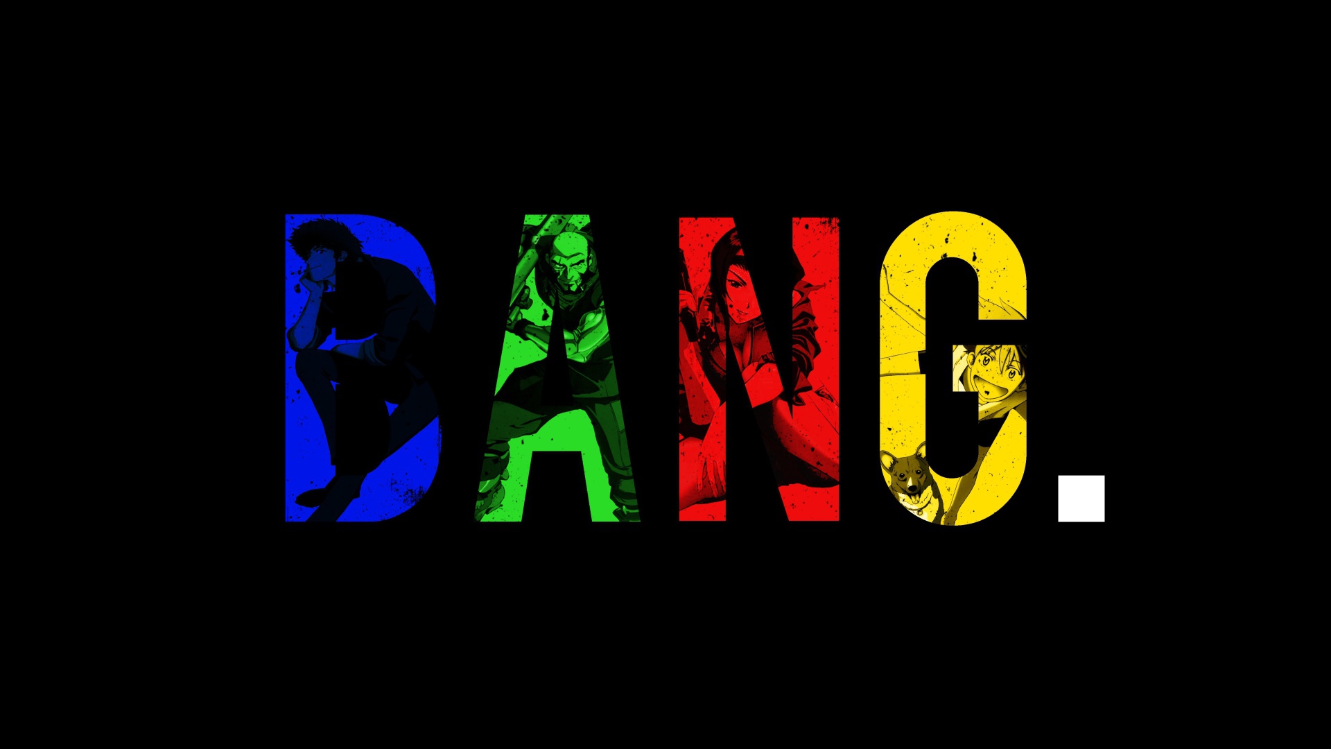 Надпись на черном фоне, аниме Ковбой Бибоп