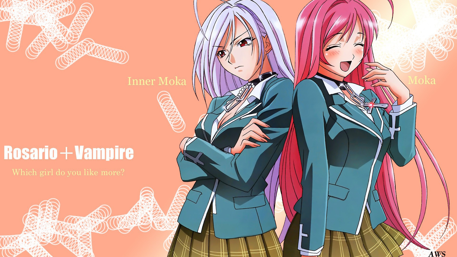 Две девушки в аниме Крестик + Вампир