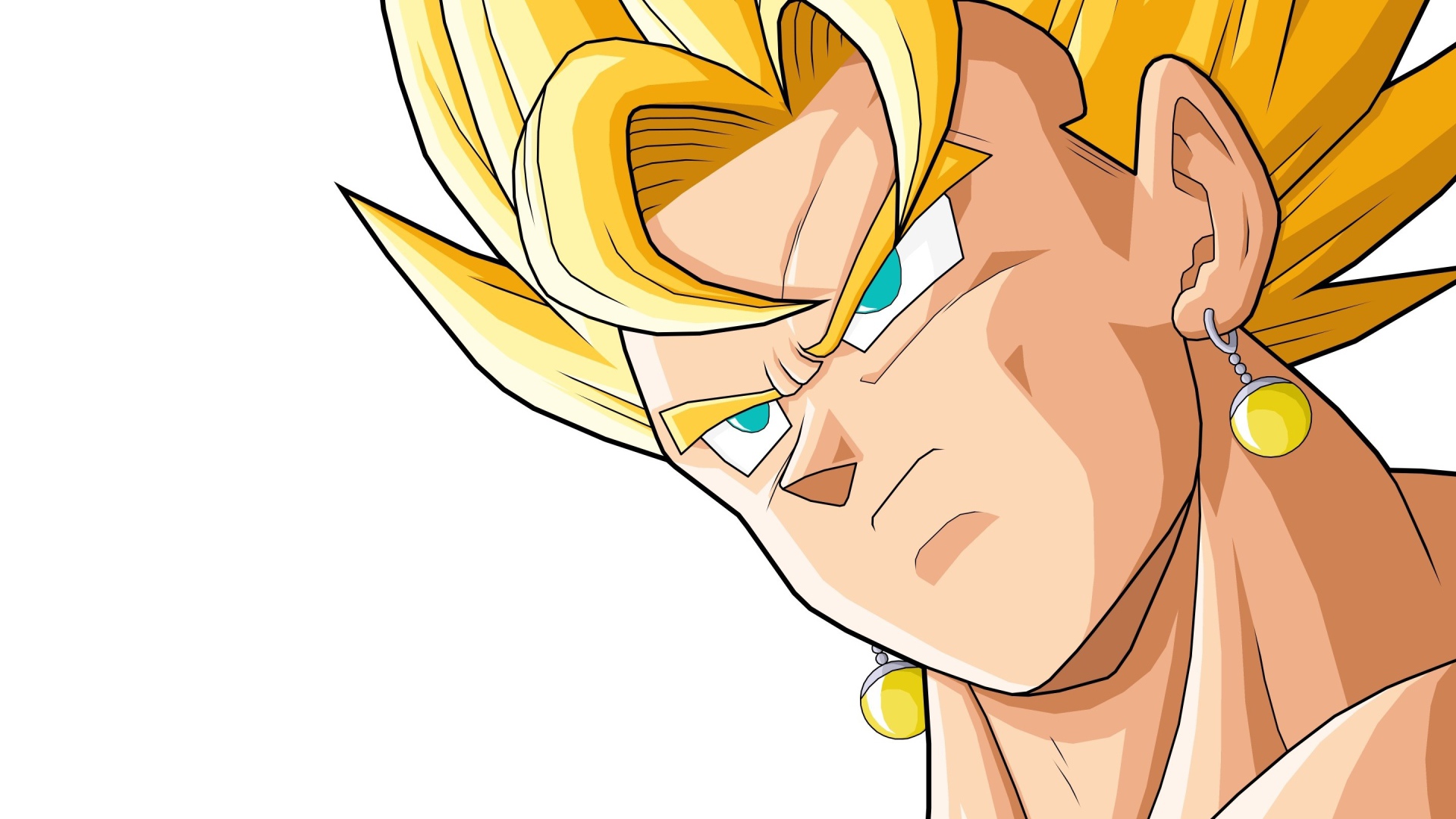 Желтые серьги и волосы у персонажа аниме Dragon Ball