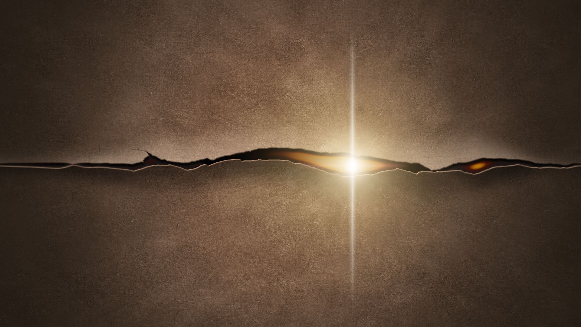 Трещина в ткани, коричневый фон