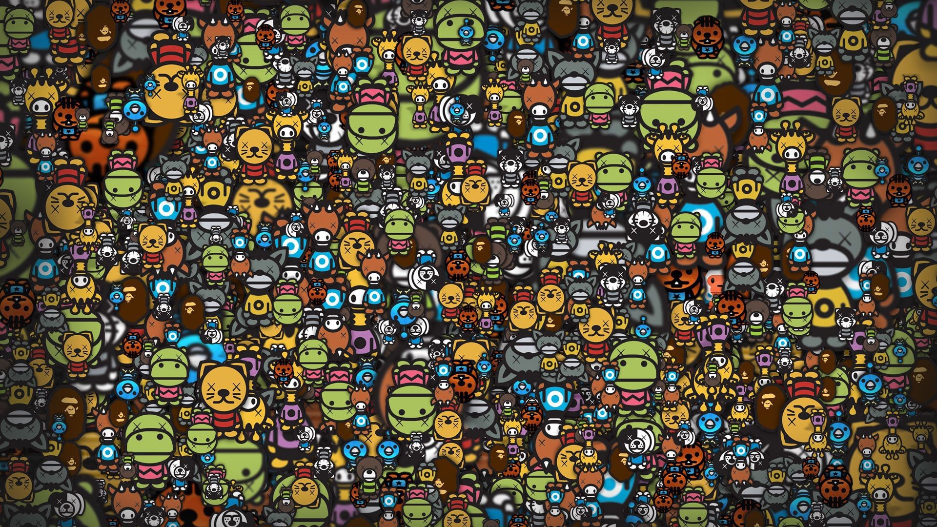 Фон из лиц героев аниме