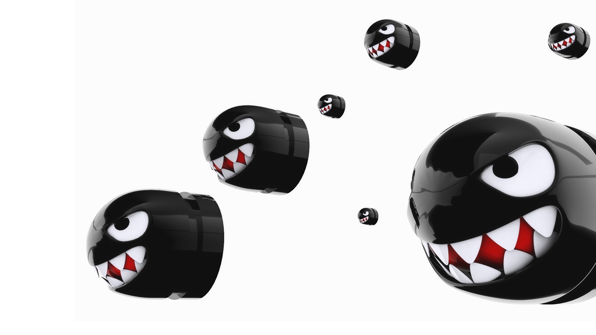 Черные пули летят на белом фоне