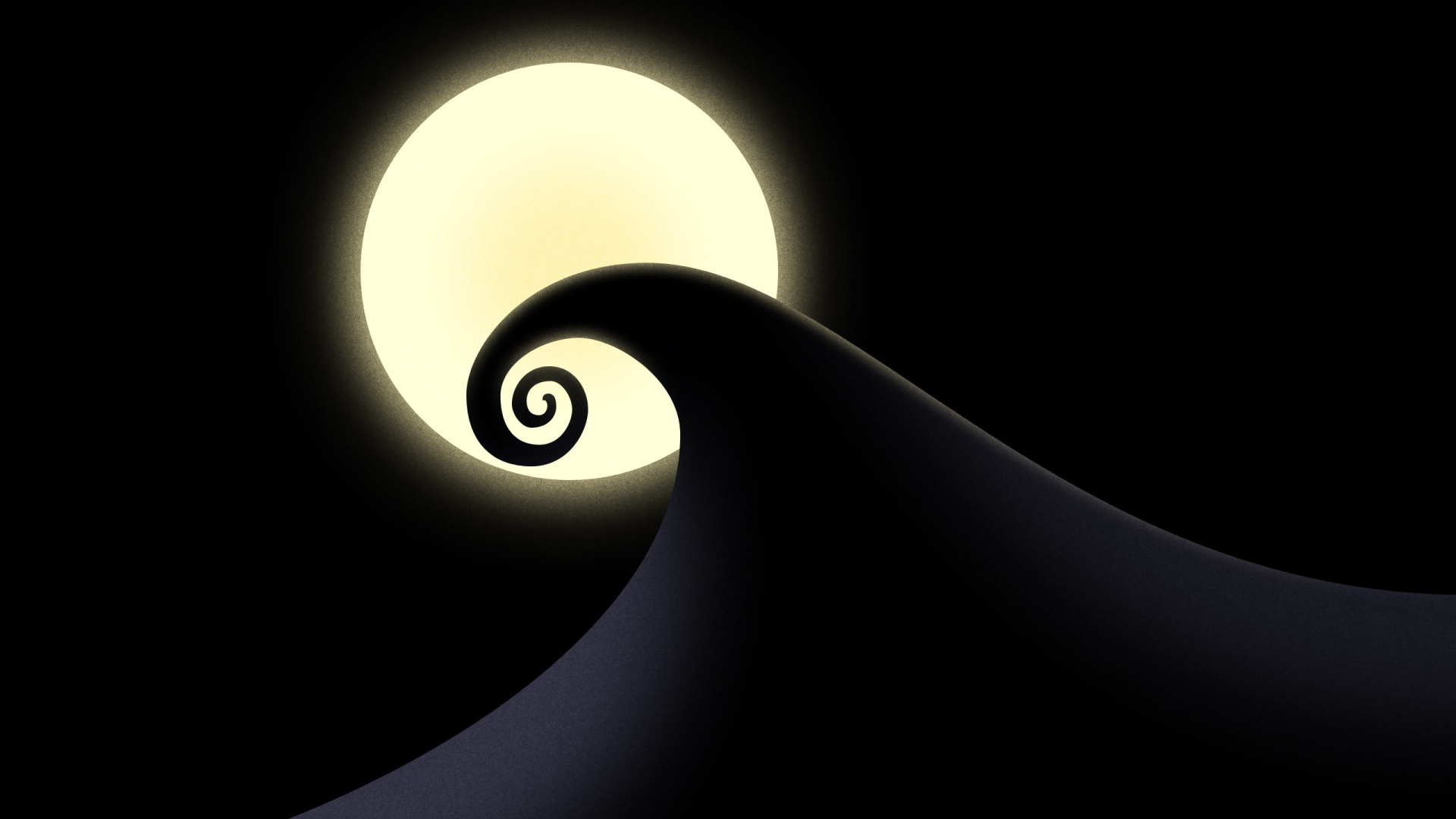 Черная волна на фоне луны