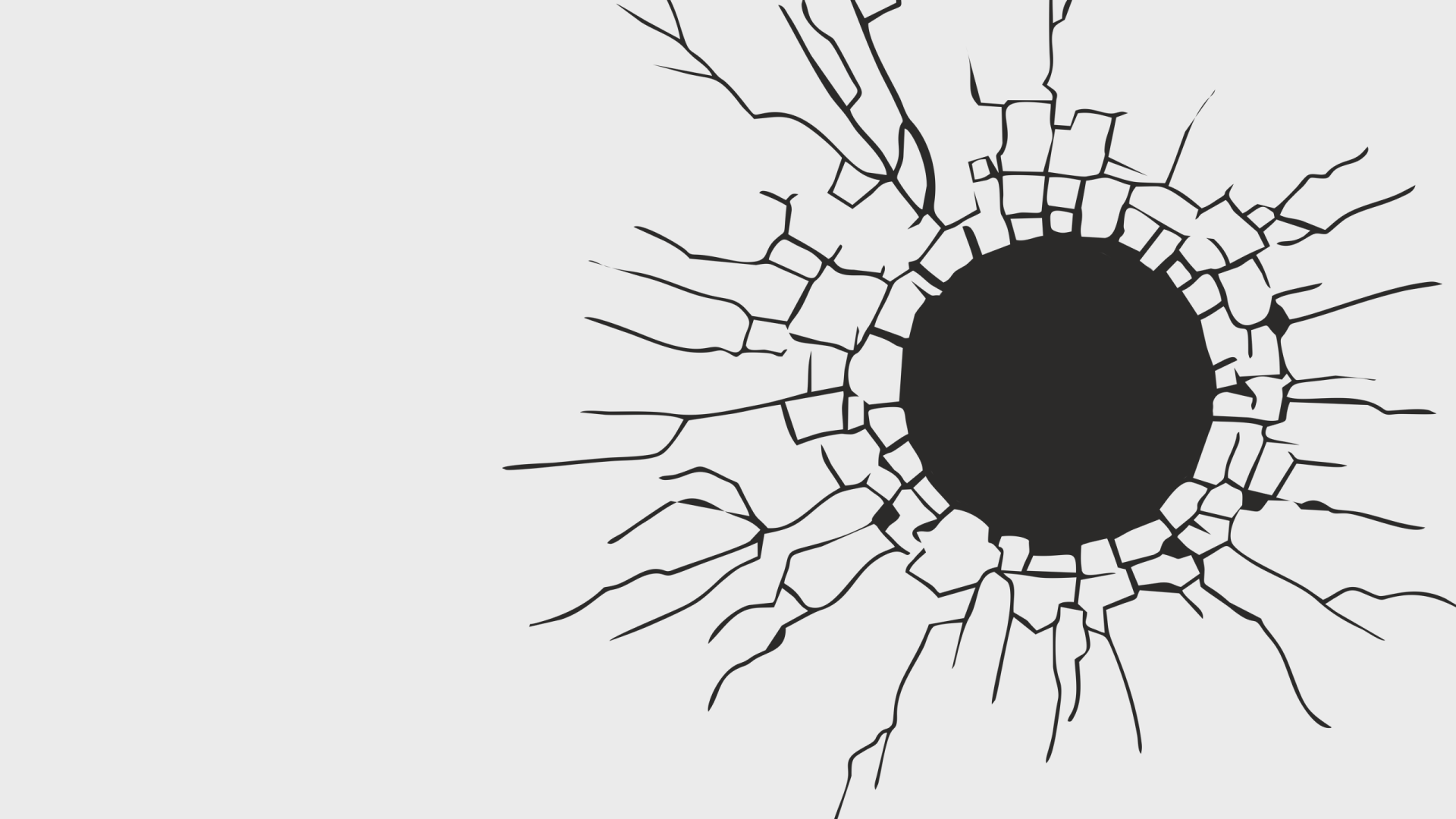 Трещины вокруг черной дыры, белый фон